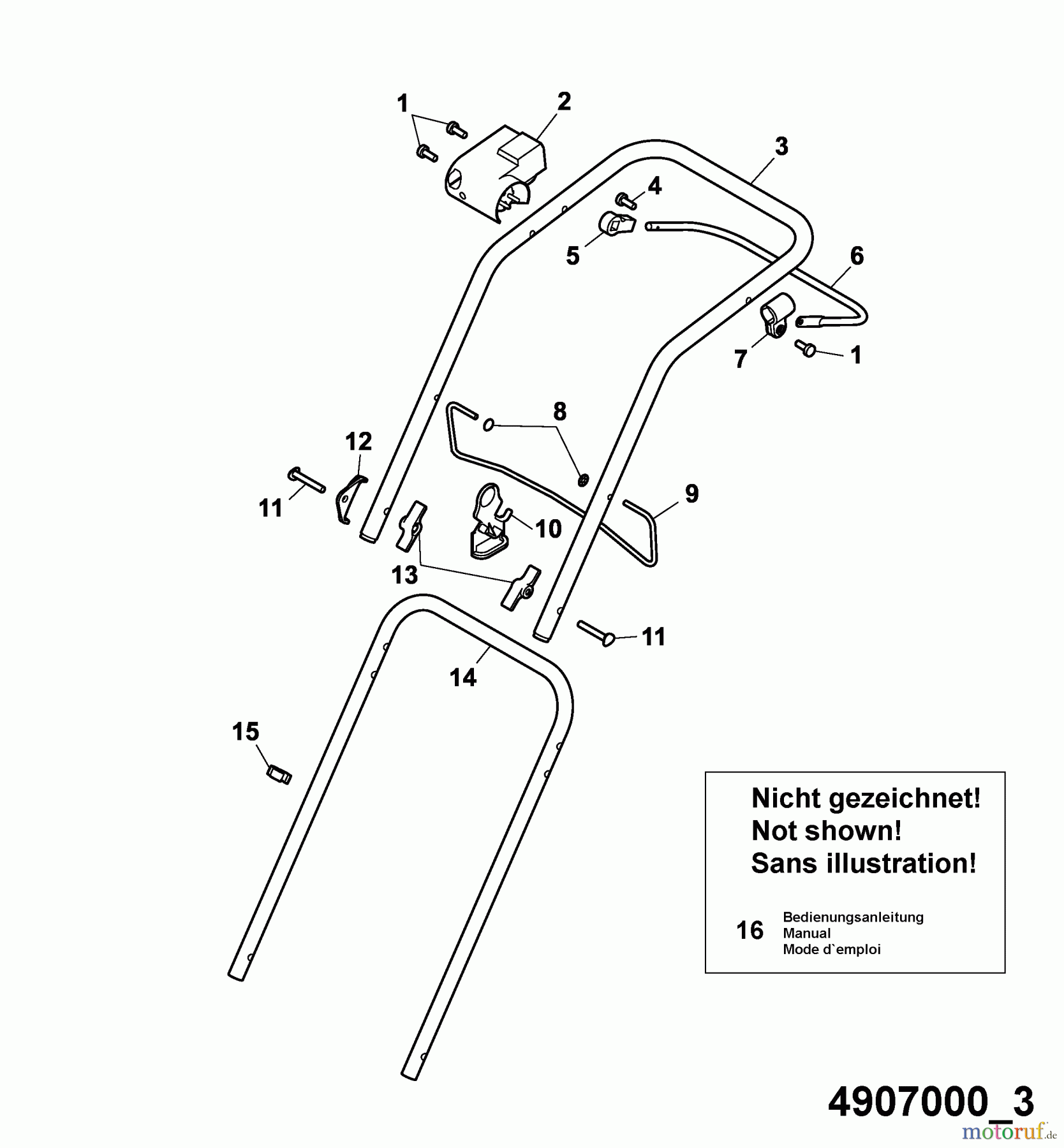  Wolf-Garten Elektromäher Compact plus 37 E 4907000 Serie A  (2005) Holm