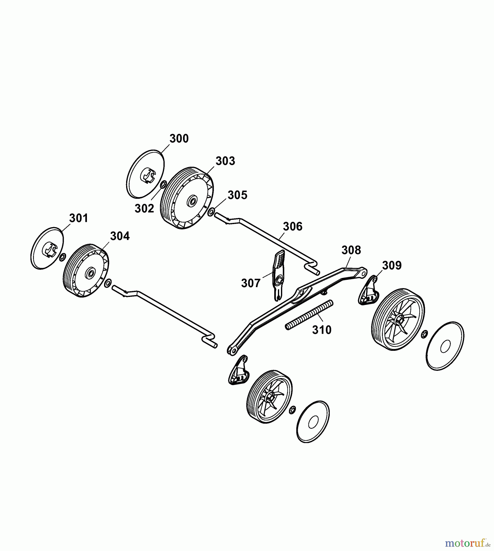 Wolf-Garten Elektromäher HBM 37 E 4907009 Serie C (2009) Räder, Schnitthöhenverstellung