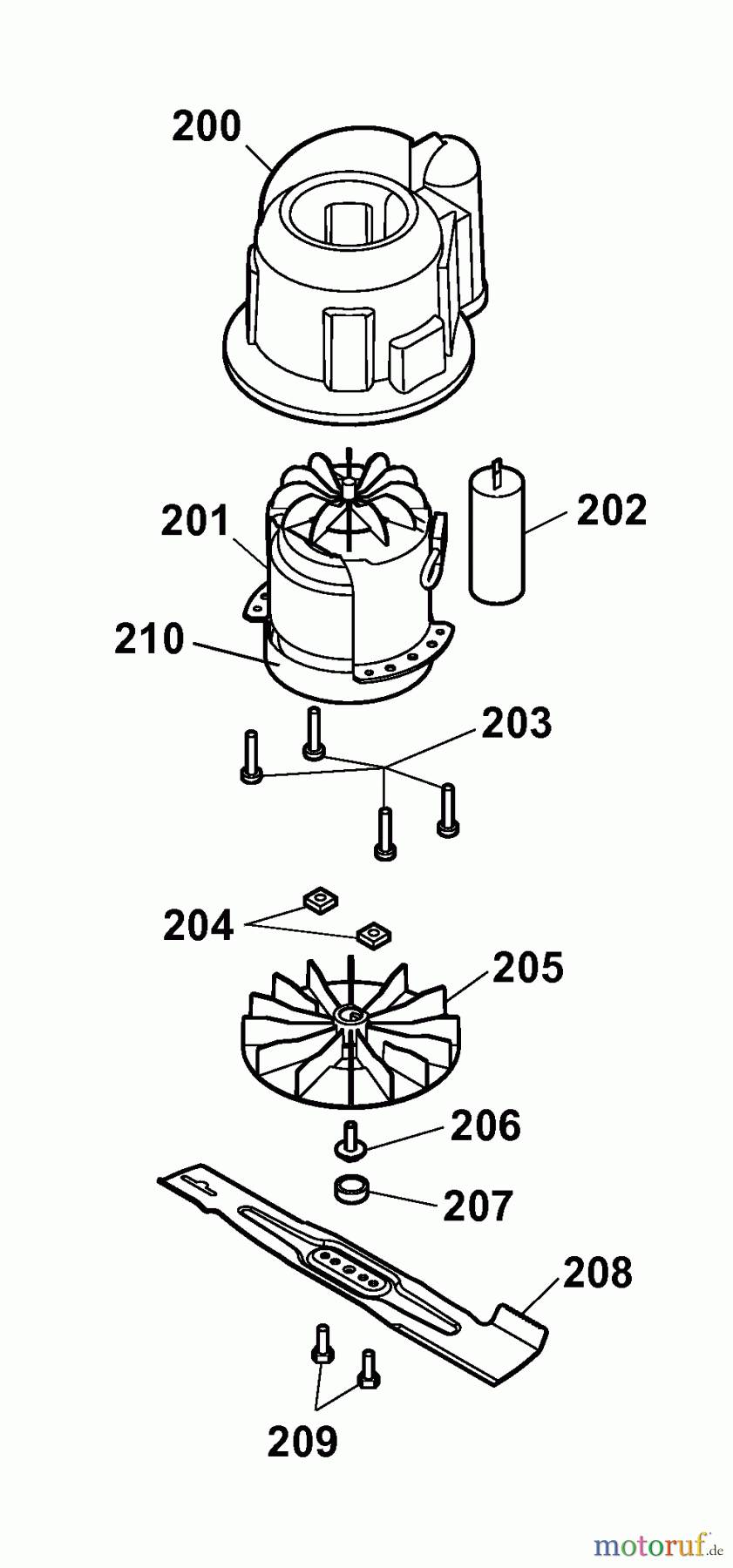 Wolf-Garten Elektromäher Compact plus 37 E 4907002 Serie A (2009) Messer, Messeraufnahme, Motor