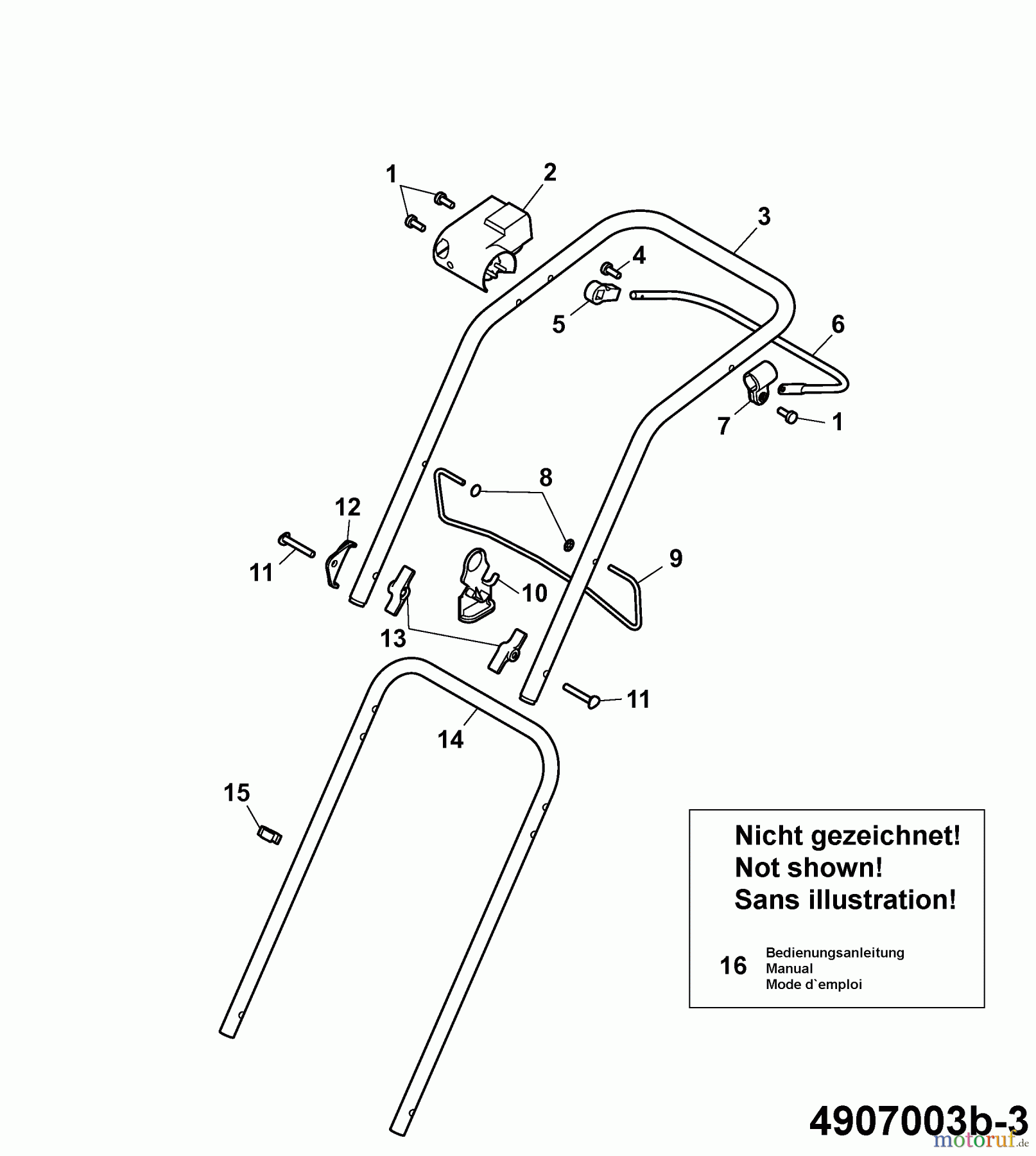 Wolf-Garten Elektromäher Compact plus 37 E 4907003 Serie B (2007) Holm