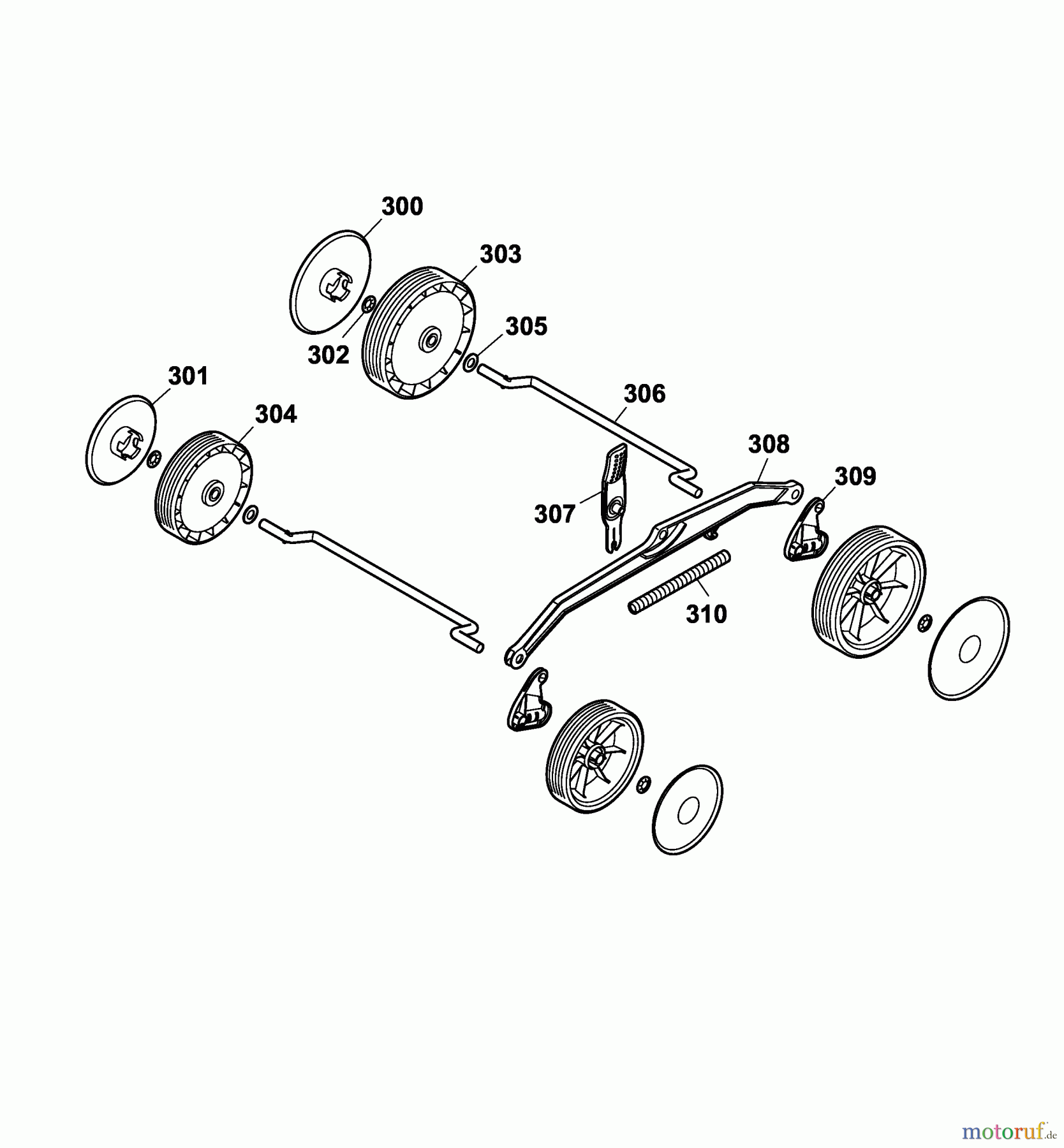 Wolf-Garten Elektromäher HBM 37 E 4907009 Serie A (2006) Räder, Schnitthöhenverstellung