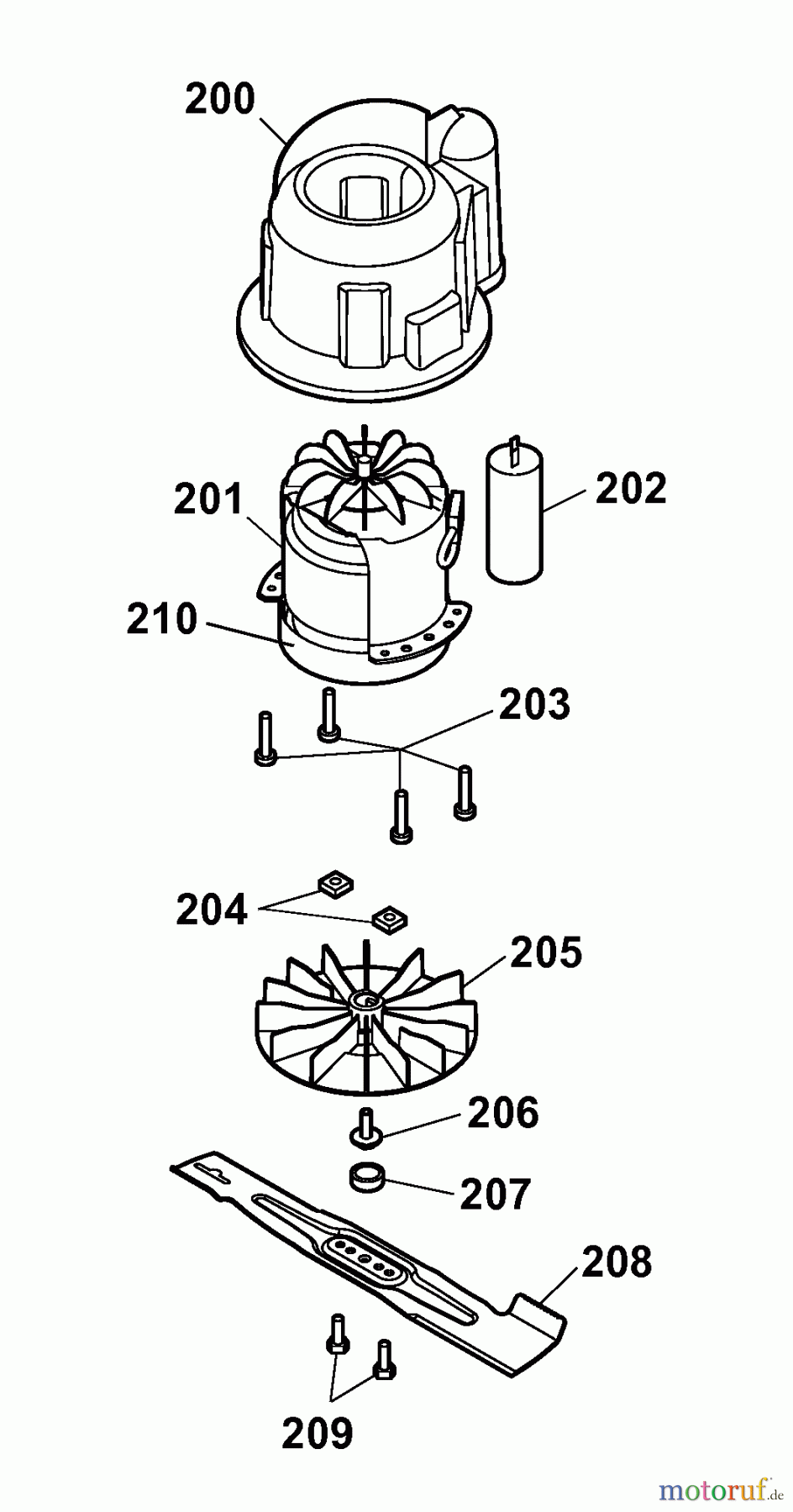 Wolf-Garten Elektromäher HC 37 K 4907007 Serie D (2008) Messer, Messeraufnahme, Motor