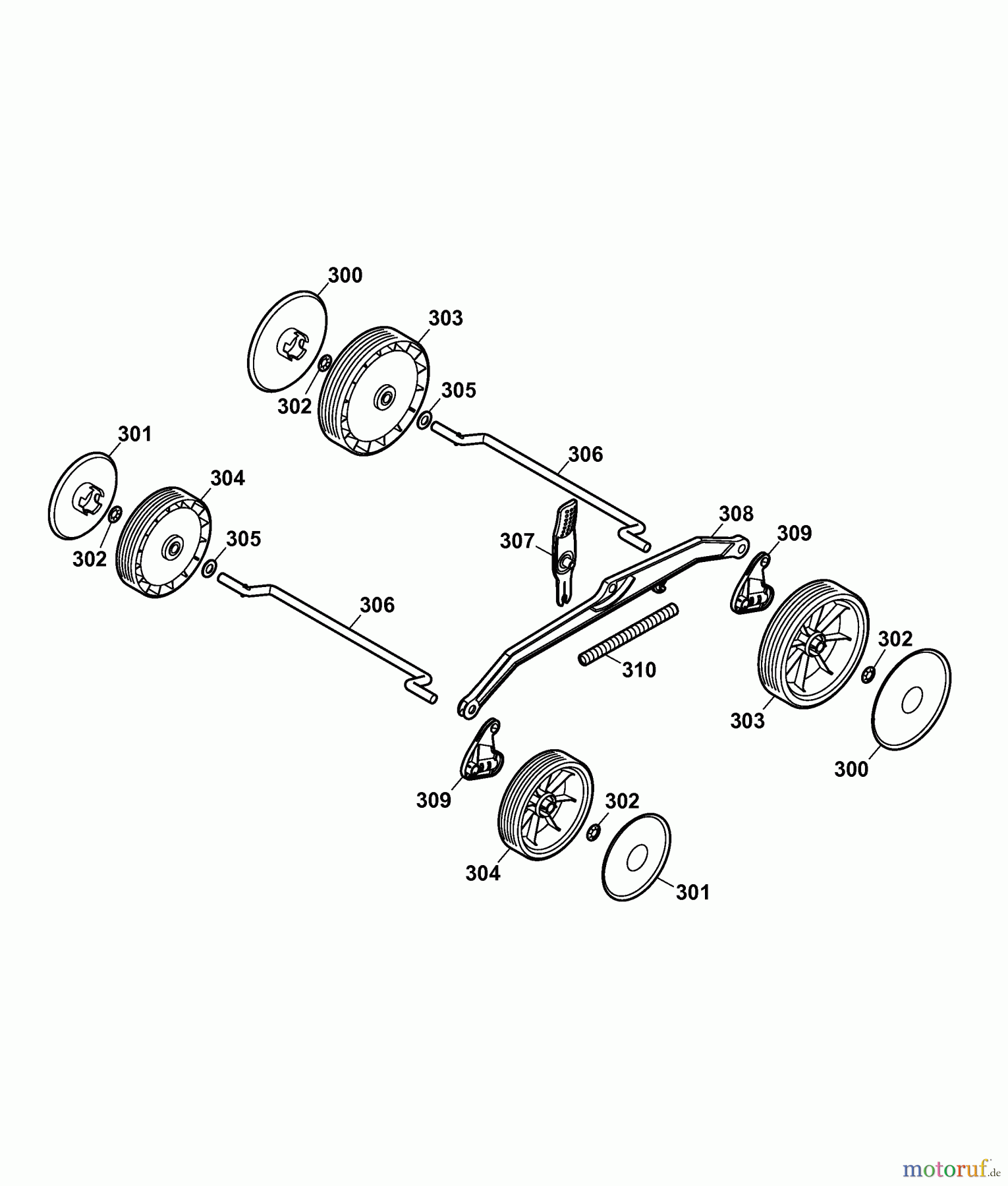 Wolf-Garten Elektromäher 2.34 E 4909000 Serie A (2007) Räder, Schnitthöhenverstellung