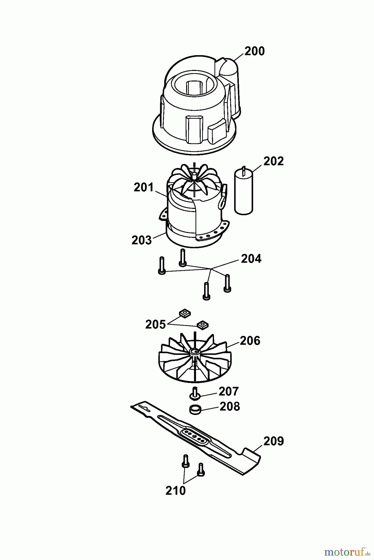 Wolf-Garten Elektromäher 2.37 E 4917003 Serie A  (2006) Messer, Messeraufnahme, Motor