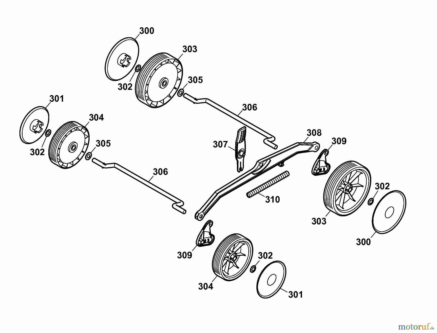  Wolf-Garten Elektromäher 2.37 XC 4917006 Serie A  (2006) Räder, Schnitthöhenverstellung