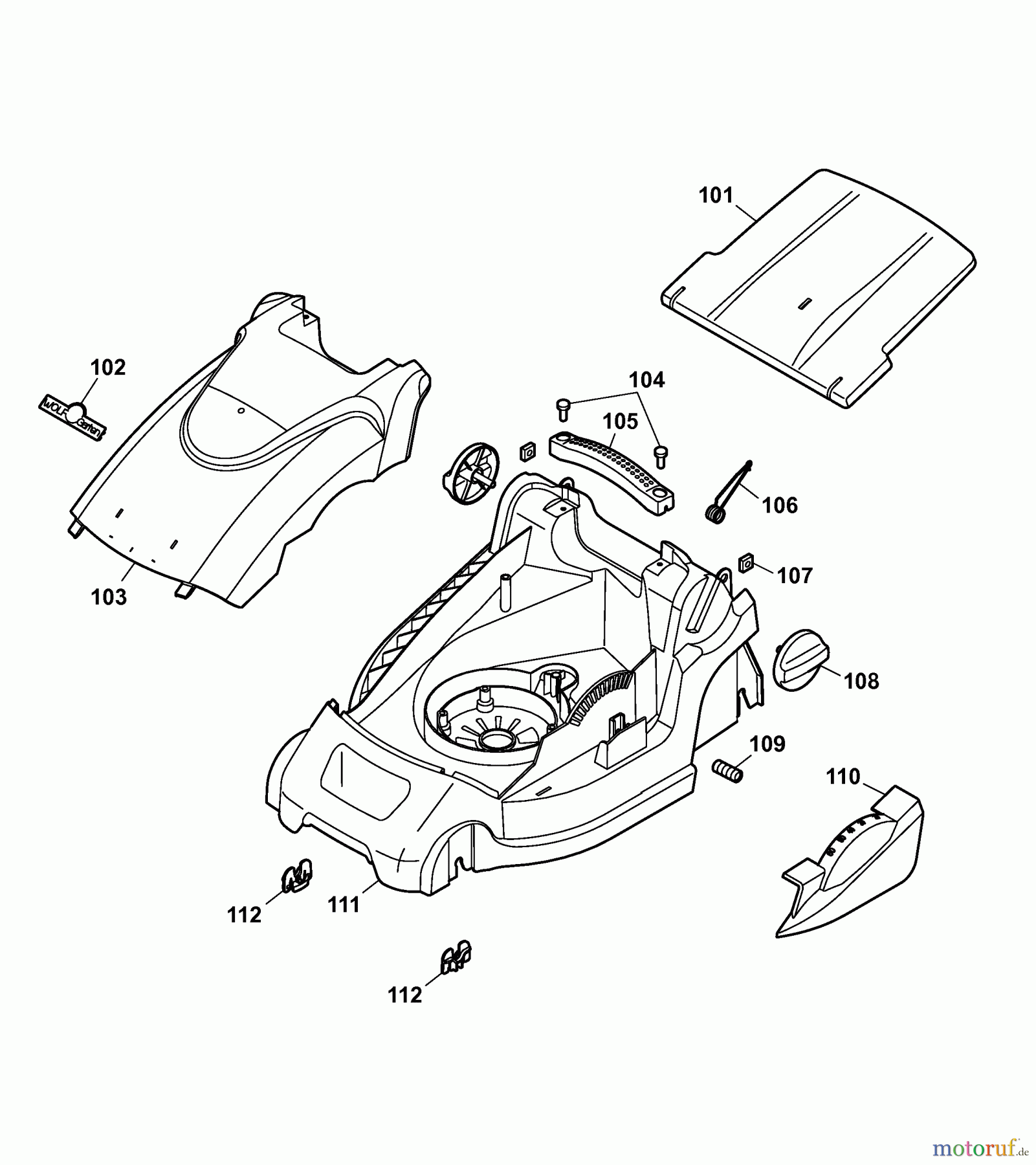 Wolf-Garten Elektromäher 6.37 E 4918000 Serie A  (2007) Mähwerksgehäuse