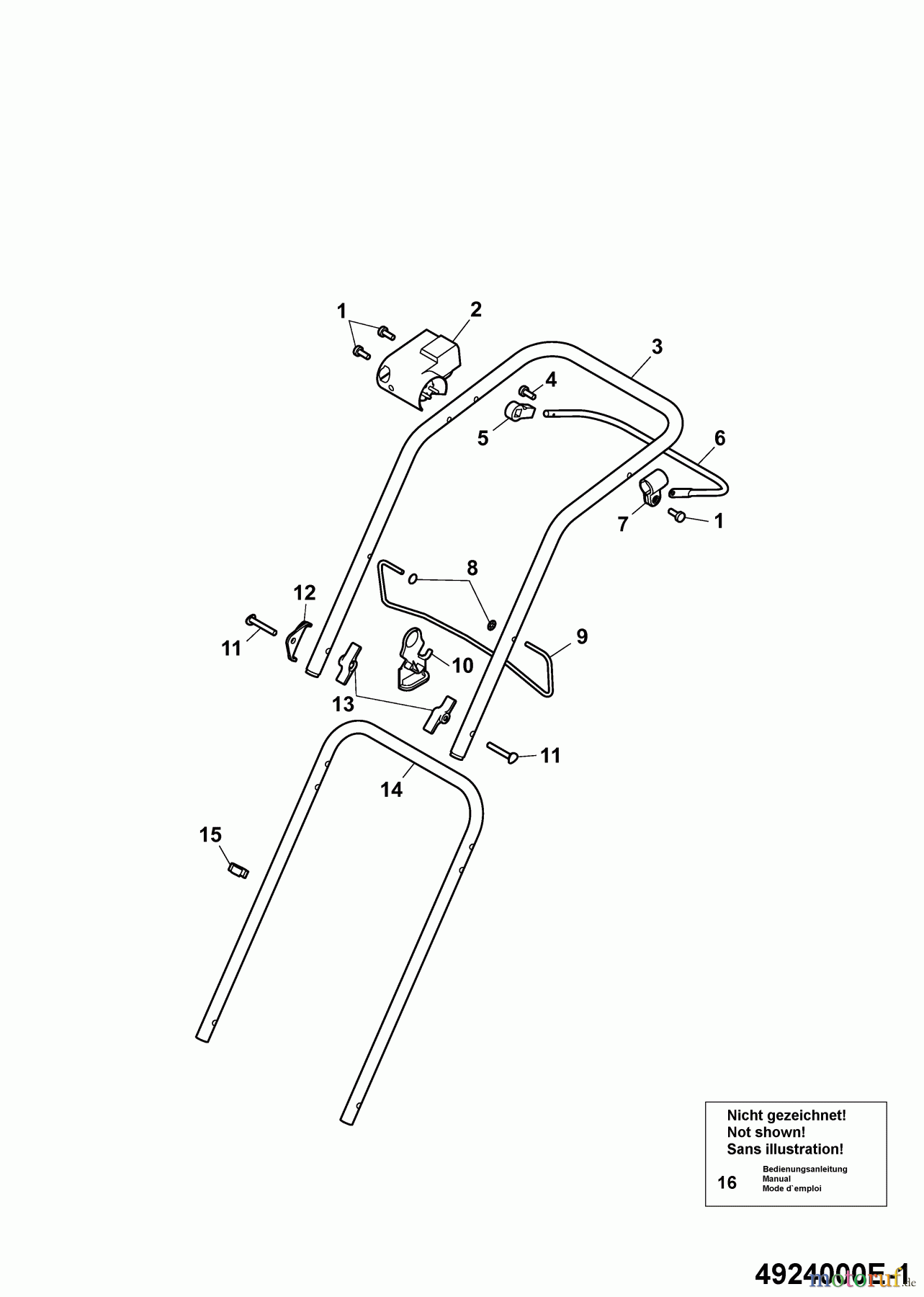 Wolf-Garten Elektromäher Power Edition 34 E 4924000 Serie E (2009) Holm