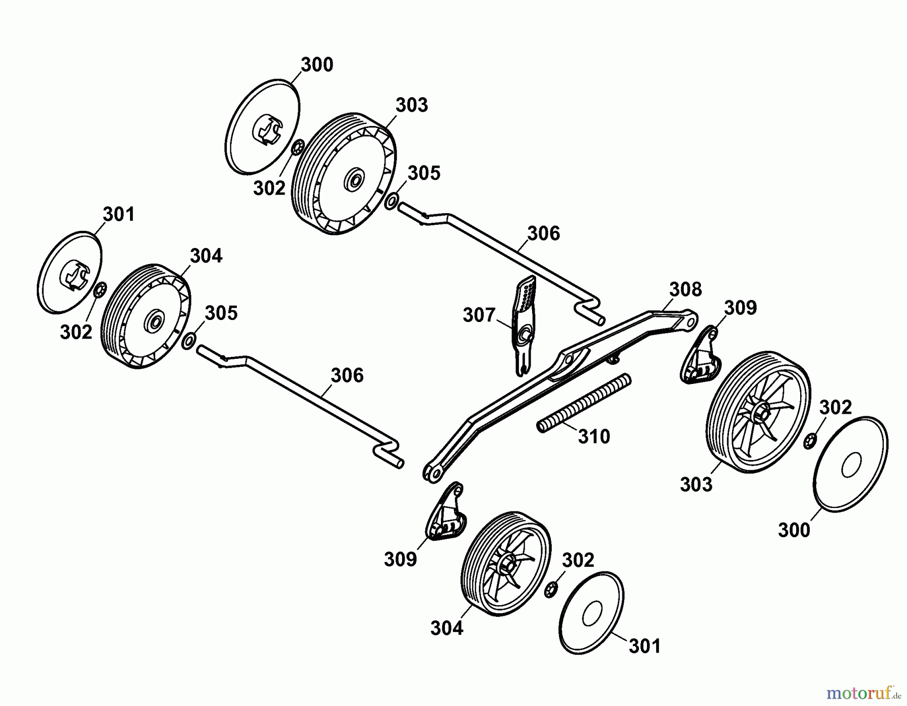  Wolf-Garten Elektromäher Power 1500 4927008 Serie A  (2006) Räder, Schnitthöhenverstellung