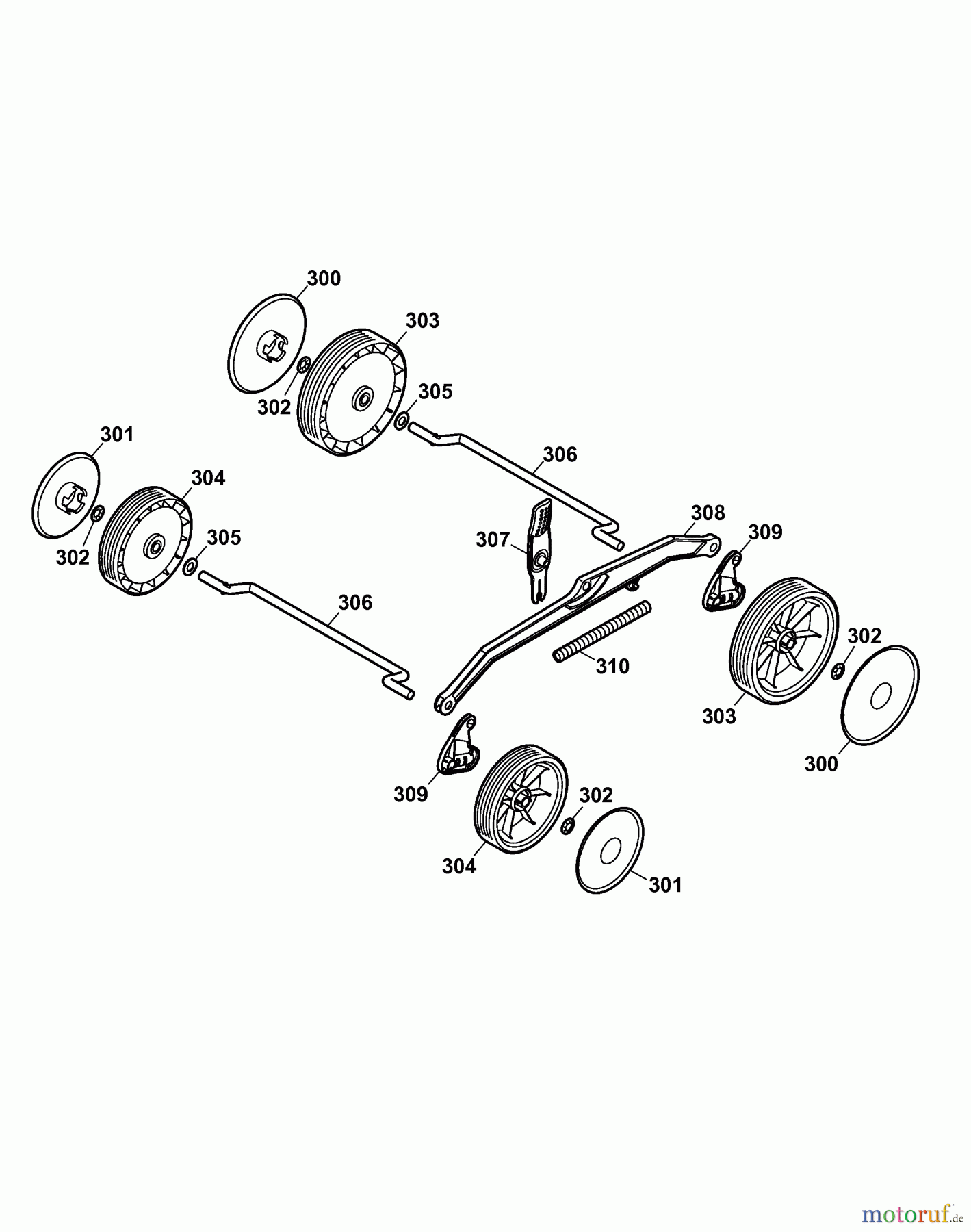  Wolf-Garten Elektromäher Power 1500 4927008 Serie B  (2007) Räder, Schnitthöhenverstellung