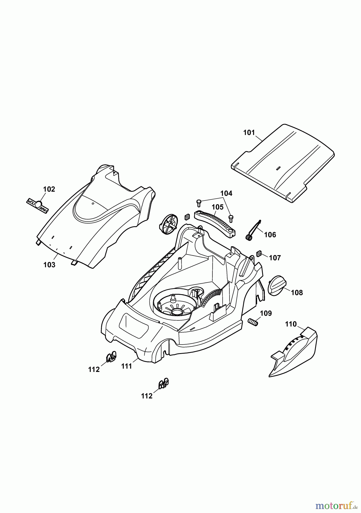 Wolf-Garten Elektromäher Power 1500 4927008 Serie D (2009) Mähwerksgehäuse