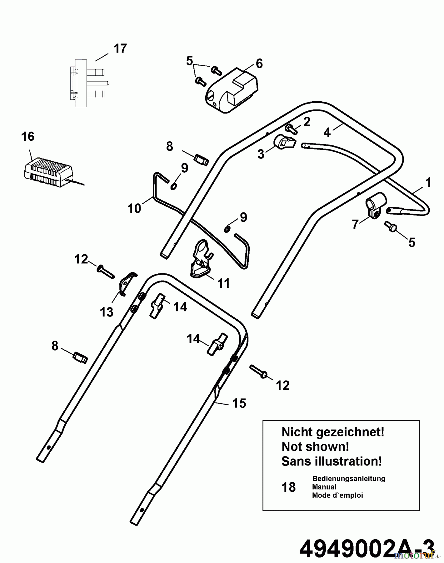 Wolf-Garten Hybridmäher Hybrid Power 40 4949002 Serie A (2009) Holm