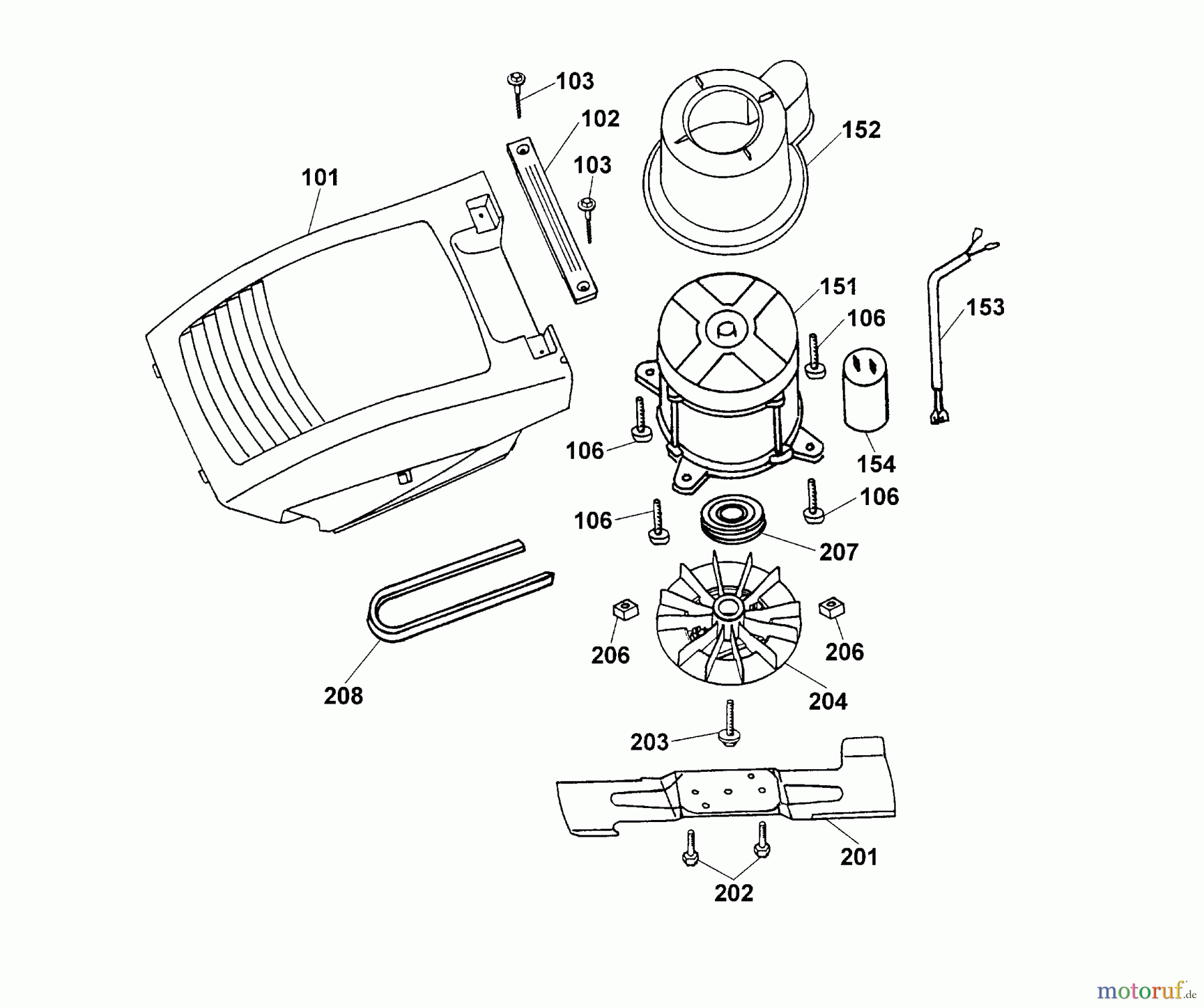 Wolf-Garten Elektromäher mit Antrieb 6.40 EA 4955000 Serie A (1999) Abdeckhaube Motor, Messer, Motor