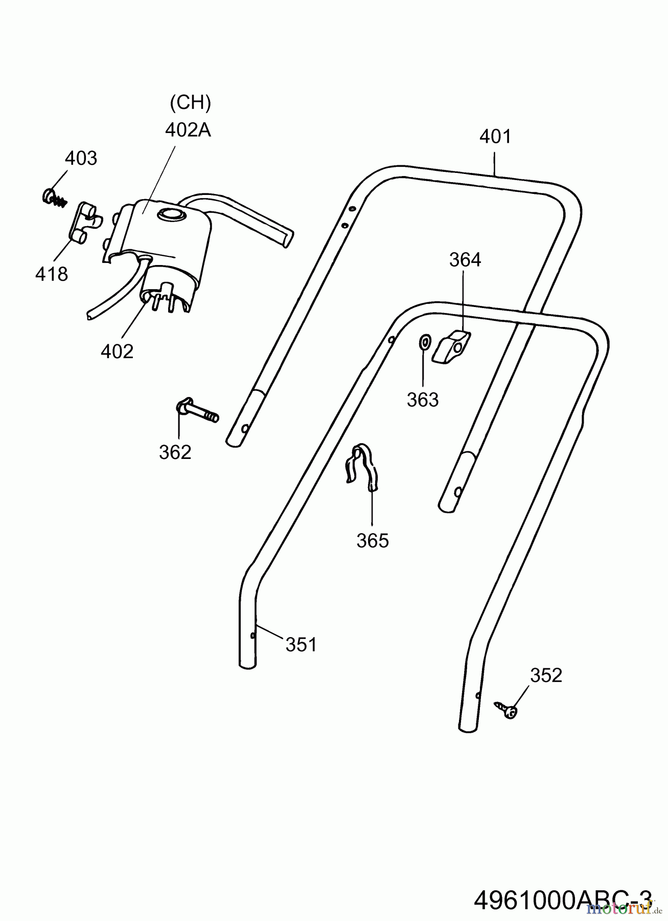 Wolf-Garten Elektromäher Esprit 40 E 4961000 Serie A, B, C (2002) Holm, Schalter