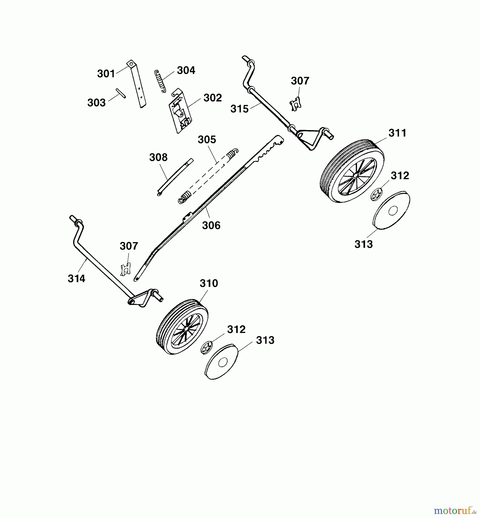 Wolf-Garten Elektromäher 2.40 E 4961680 Serie E (2005) Räder, Schnitthöhenverstellung