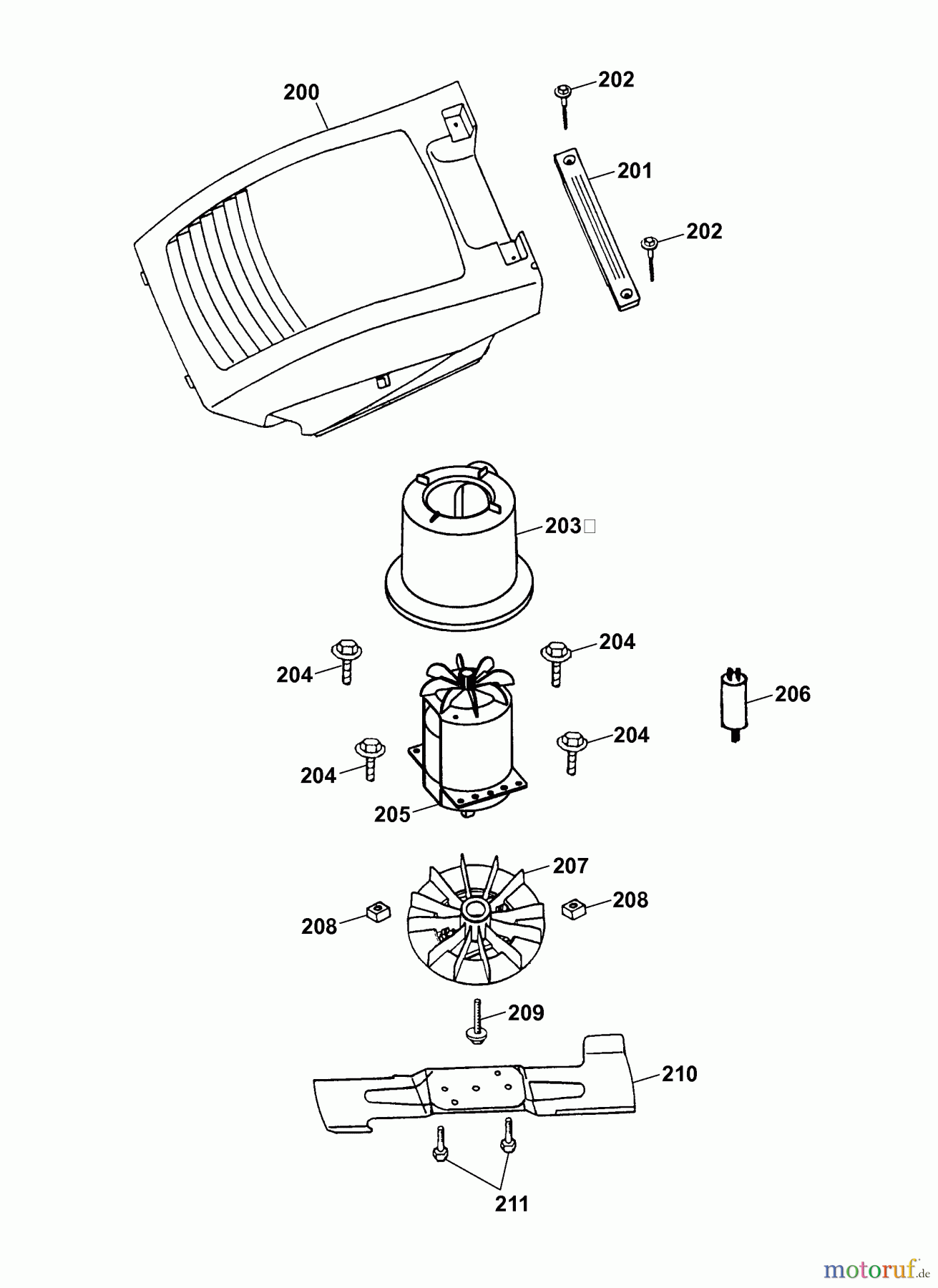 Wolf-Garten Elektromäher 2.40 E 4961683 Serie E  (2006) Messer, Messeraufnahme, Motor