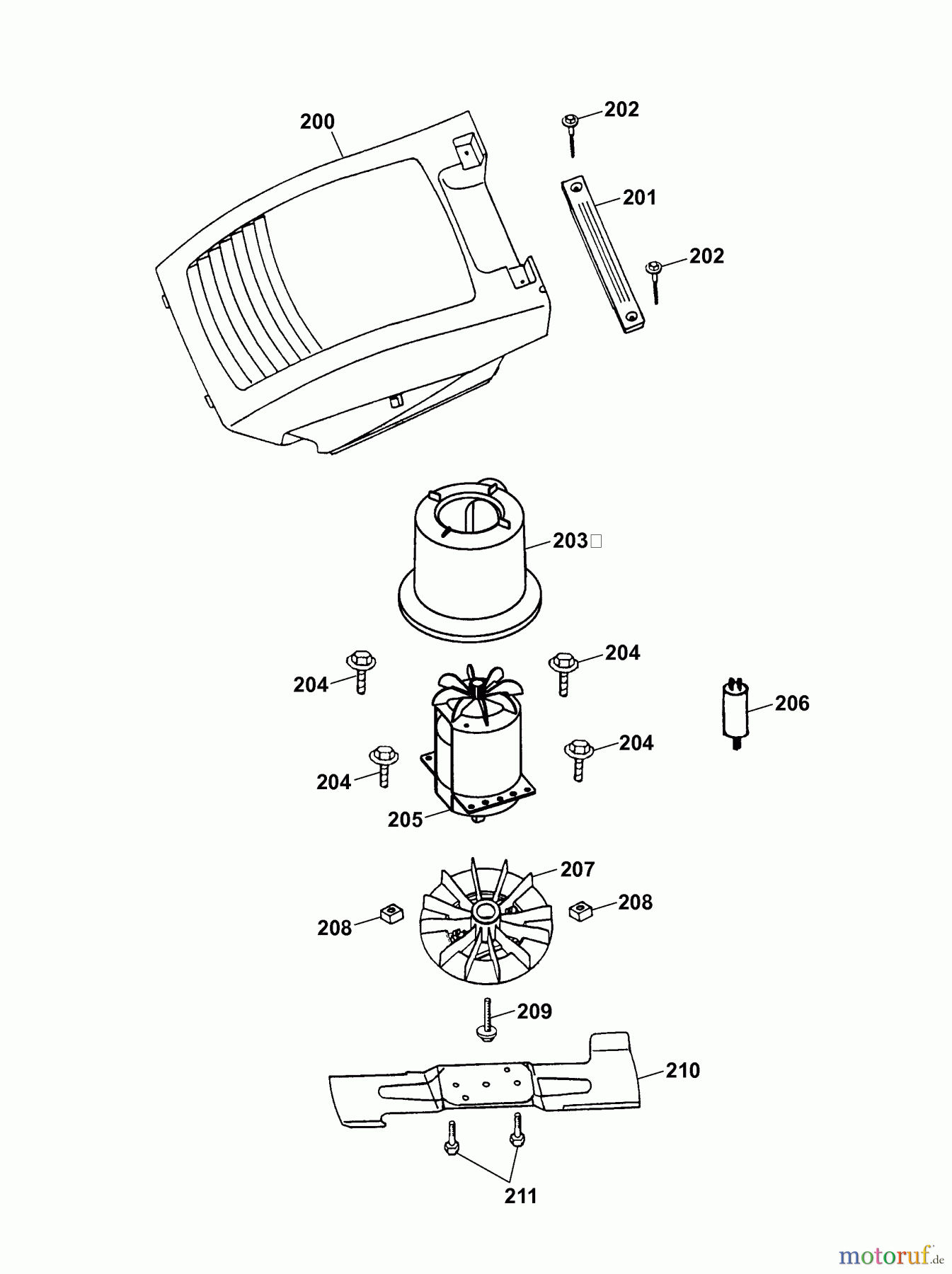 Wolf-Garten Elektromäher 2.40 E 4961685 Serie G (2006) Messer, Messeraufnahme, Motor