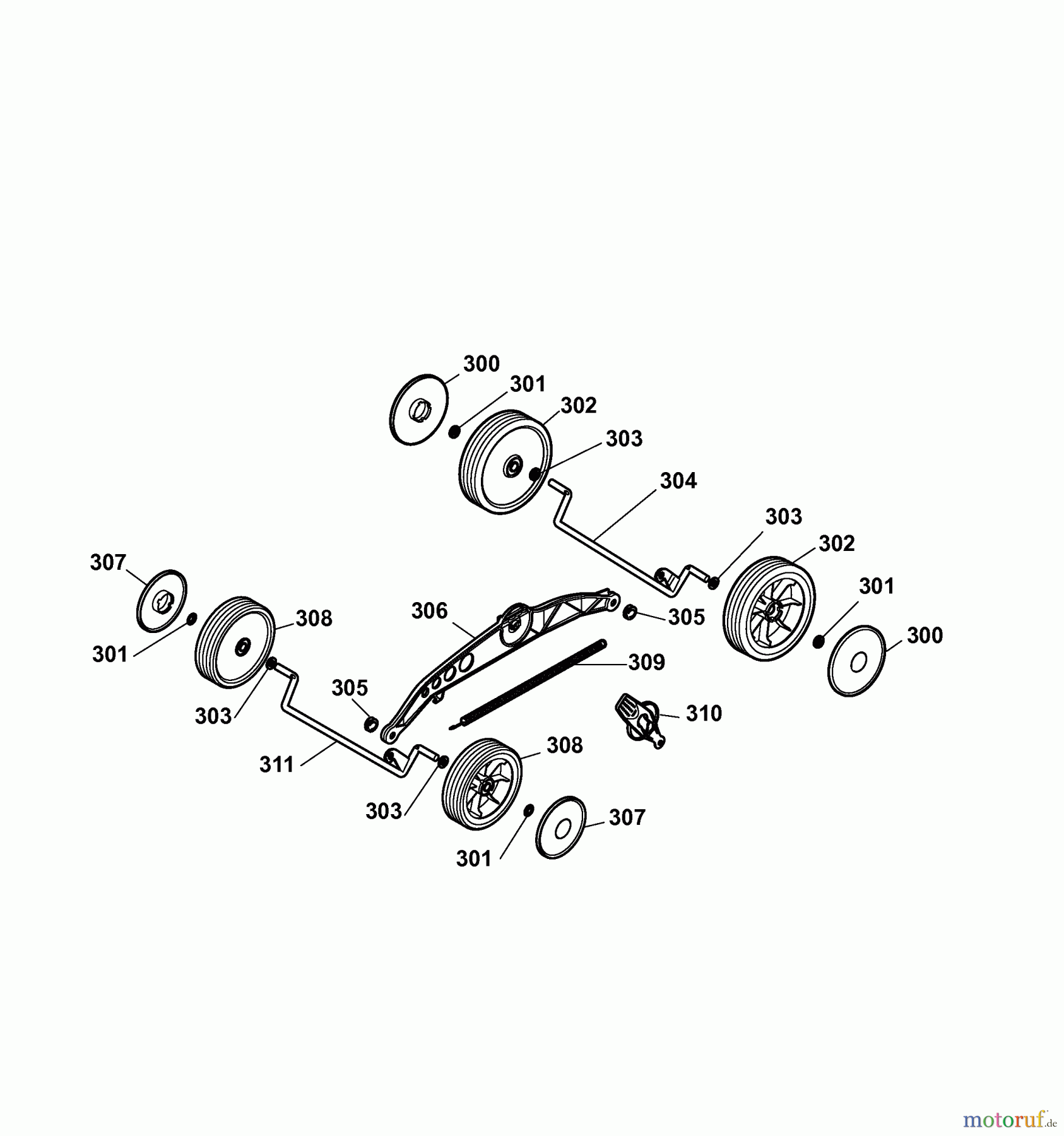 Wolf-Garten Elektromäher 2.40 XC 4968006 Serie A (2007) Räder, Schnitthöhenverstellung