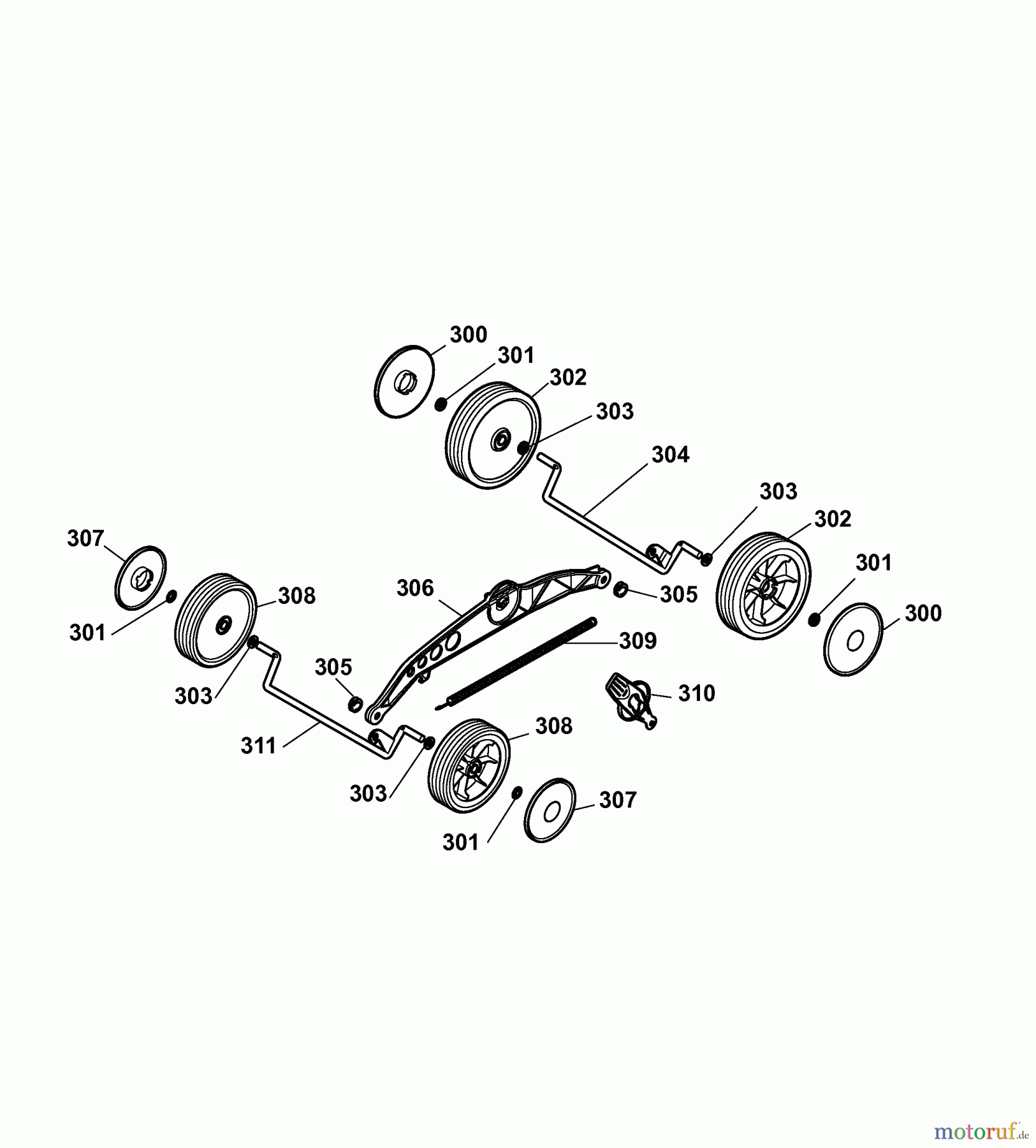 Wolf-Garten Elektromäher Power Edition 40 E-1 4980000 Serie A (2006) Räder, Schnitthöhenverstellung