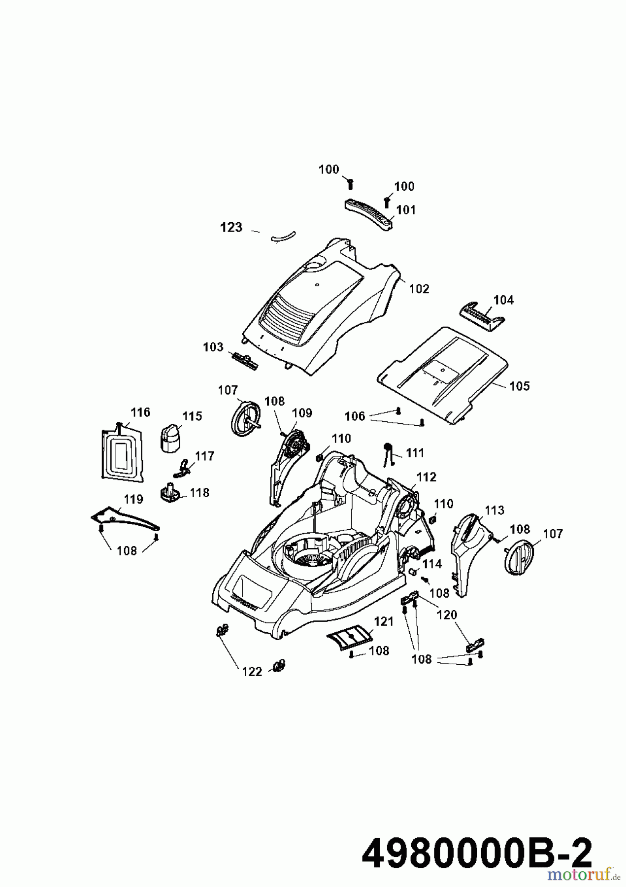 Wolf-Garten Elektromäher Power Edition 40 E-1 4980000 Serie B (2009) Mähwerksgehäuse