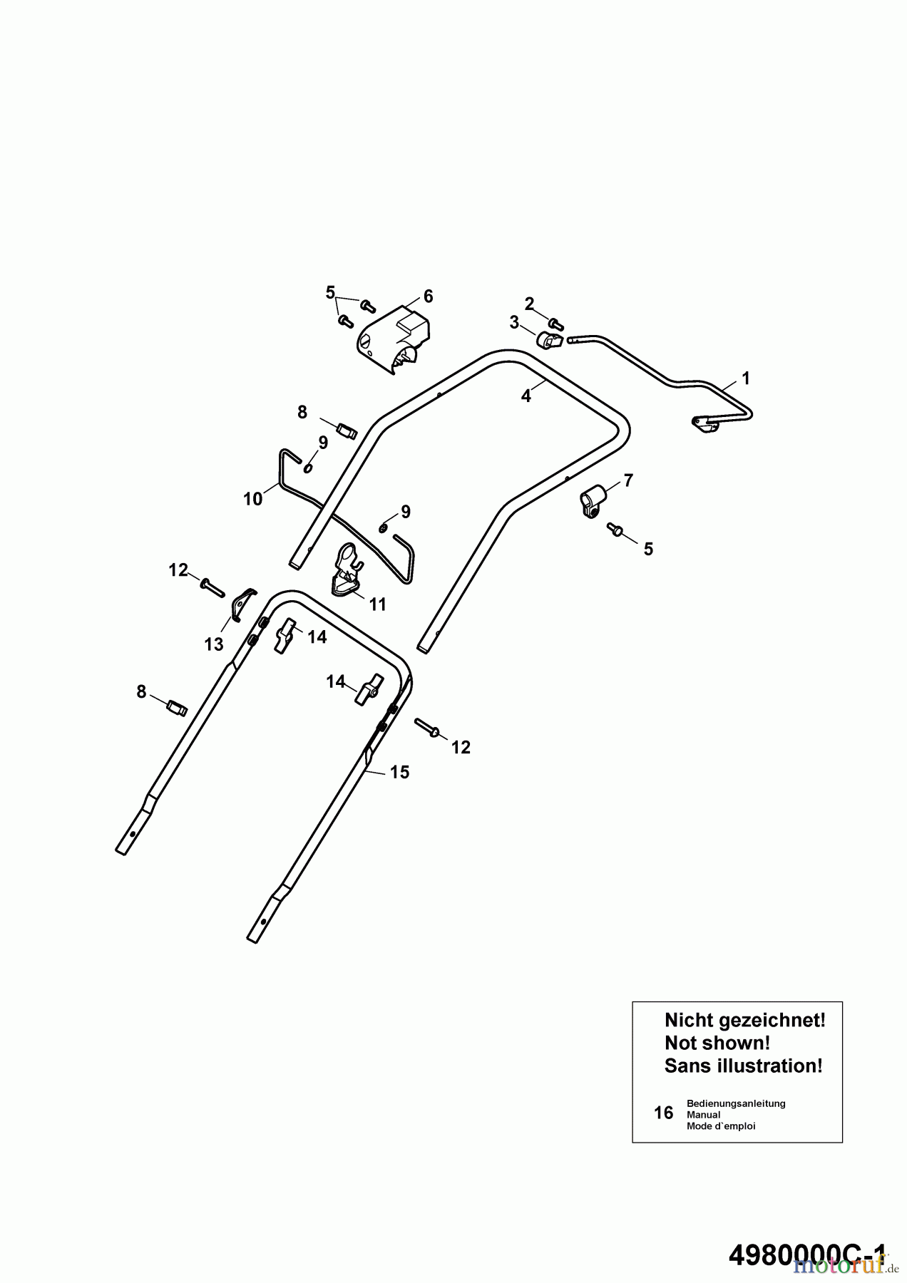Wolf-Garten Elektromäher Power Edition 40 E-1 4980000 Serie C (2009) Holm