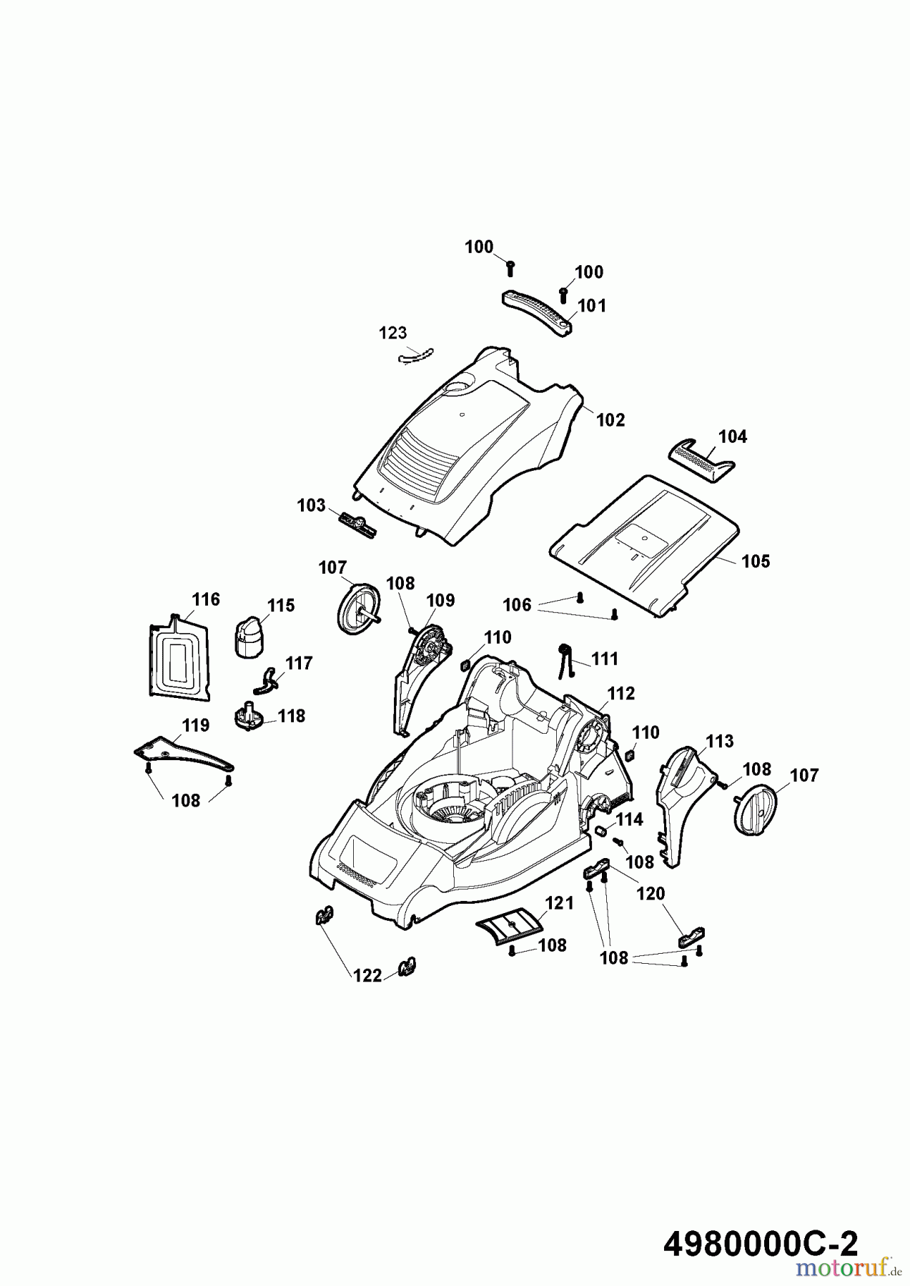 Wolf-Garten Elektromäher Power Edition 40 E-1 4980000 Serie C (2009) Mähwerksgehäuse