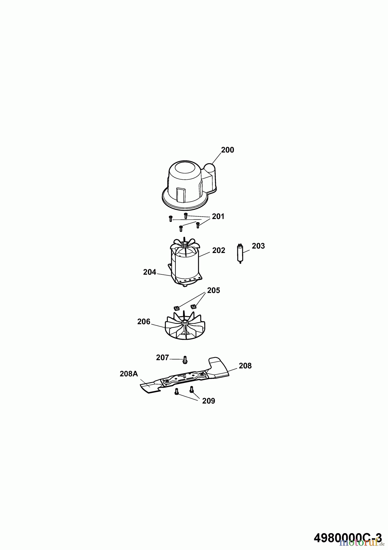 Wolf-Garten Elektromäher Power Edition 40 E-1 4980000 Serie C (2009) Messer, Messeraufnahme, Motor