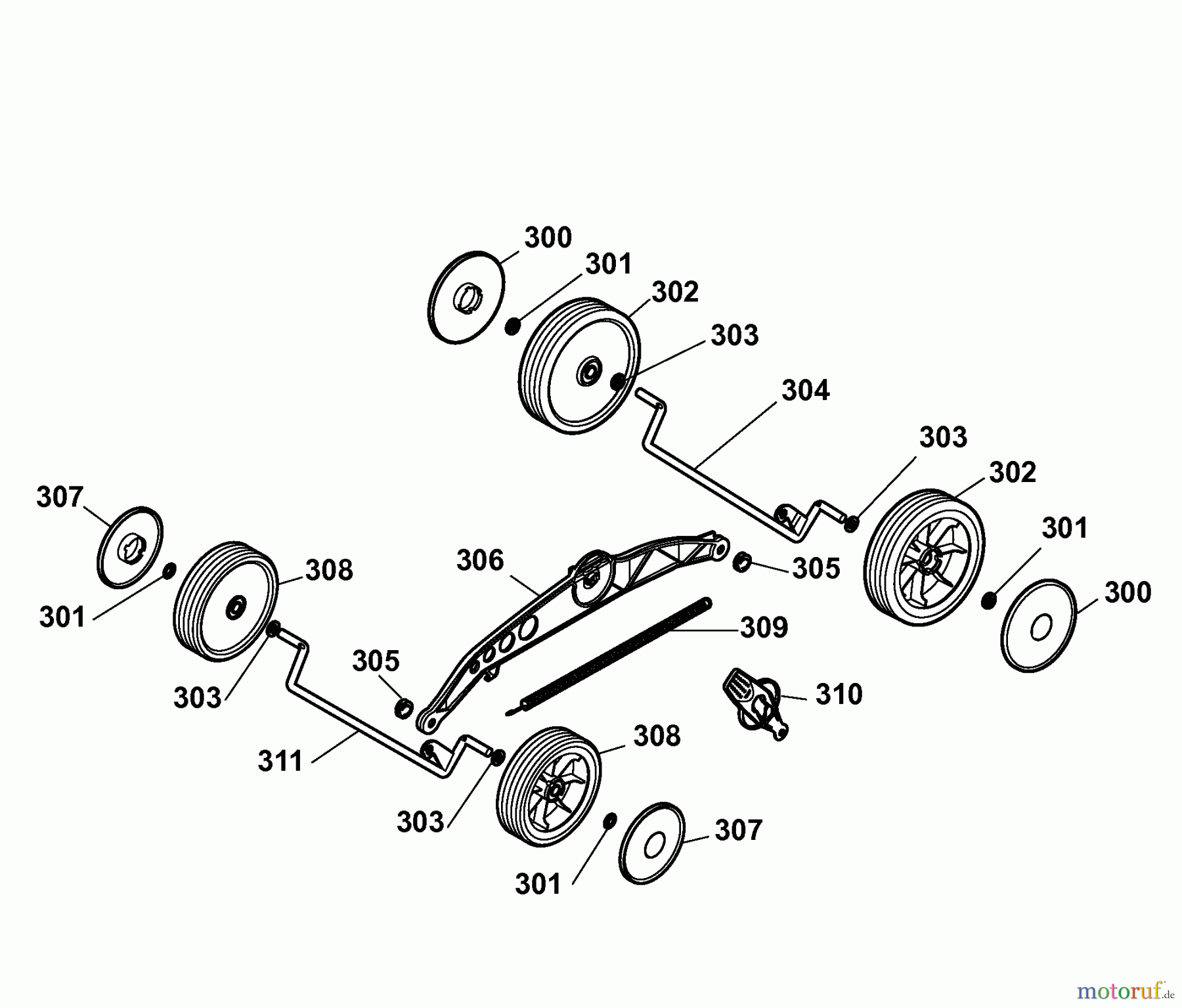 Wolf-Garten Elektromäher Power Edition 40 E-1 4980002 Serie A (2009) Höhenverstellung, Räder