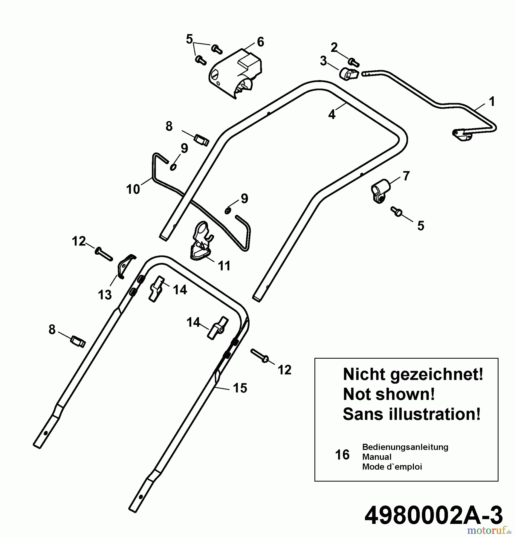 Wolf-Garten Elektromäher Power Edition 40 E-1 4980002 Serie A (2009) Holm