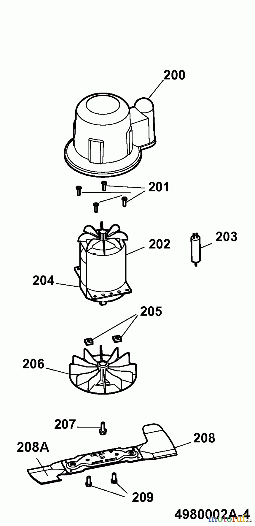 Wolf-Garten Elektromäher Power Edition 40 E-1 4980002 Serie A (2009) Messer, Messeraufnahme, Motor
