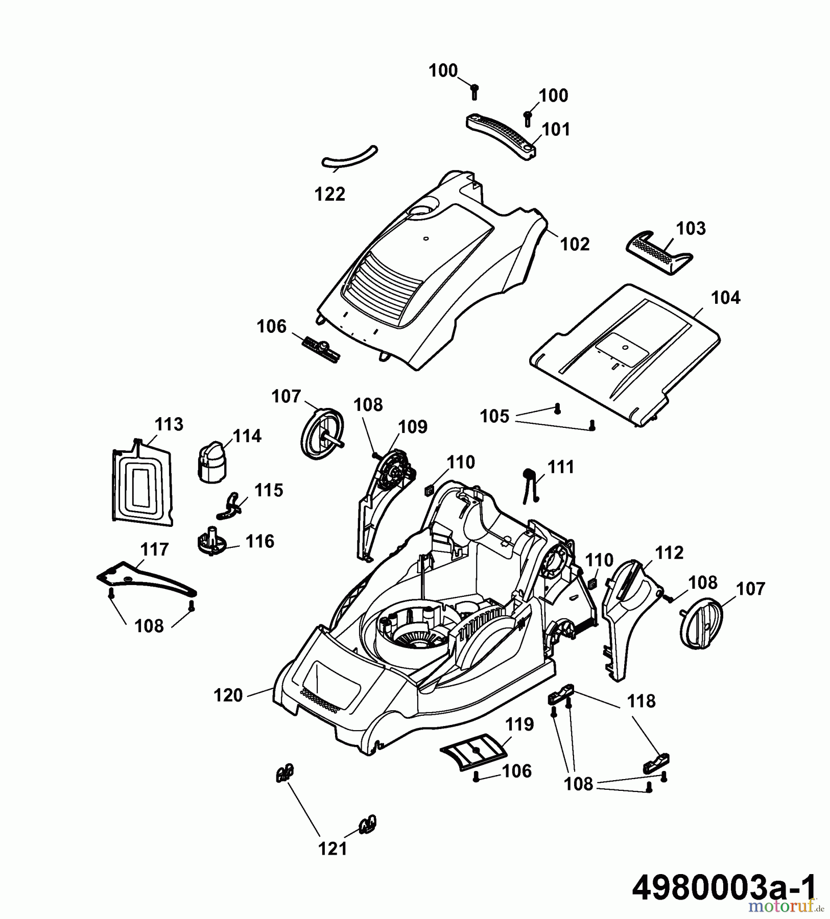 Wolf-Garten Elektromäher Power Edition 40 E-1 4980003 Serie A (2006) Mähwerksgehäuse