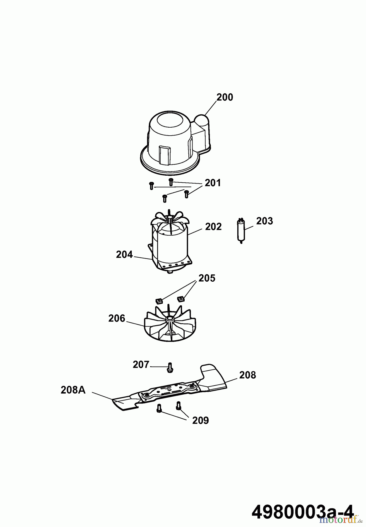Wolf-Garten Elektromäher Power Edition 40 E-1 4980003 Serie A (2006) Messer, Messeraufnahme, Motor