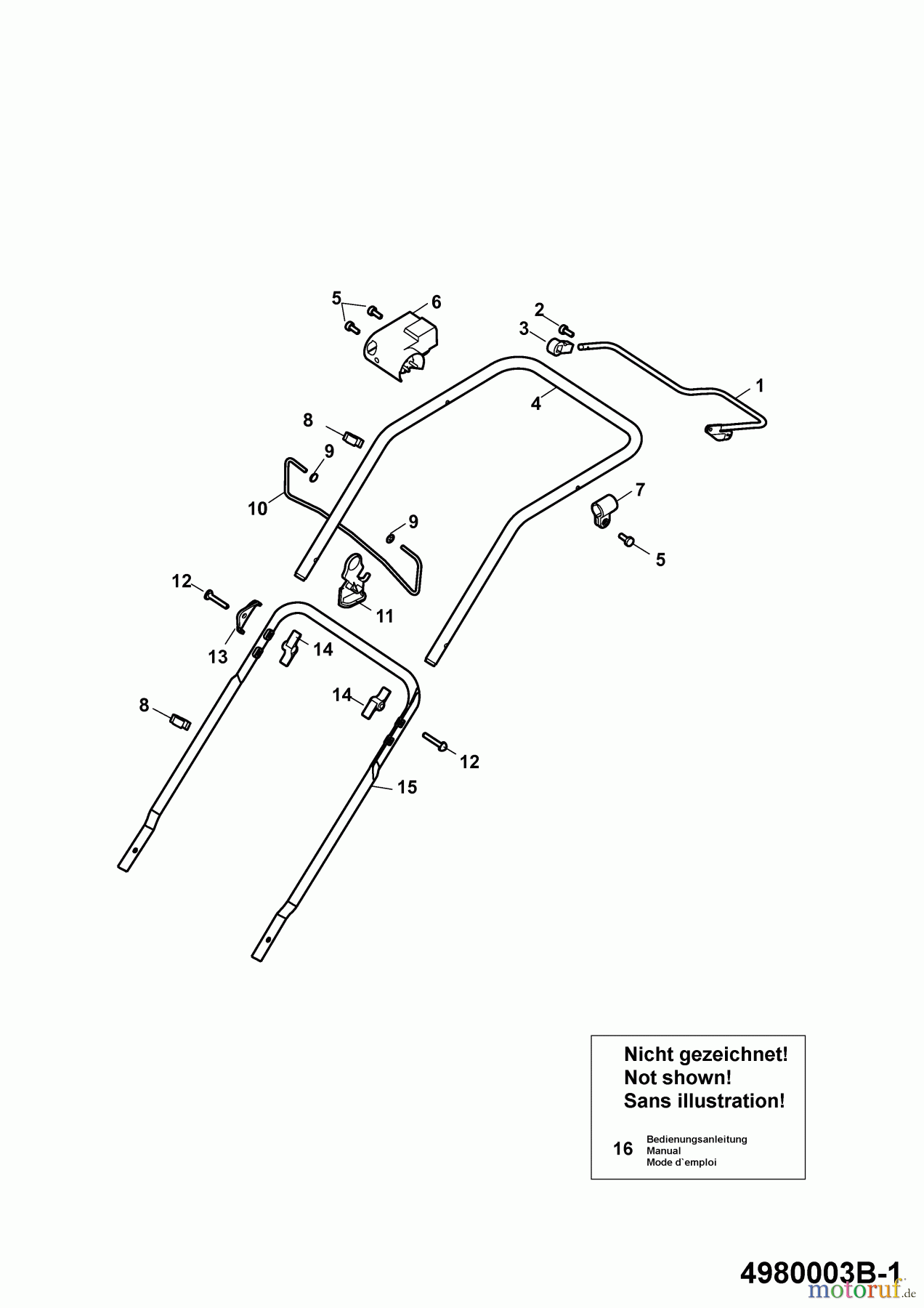Wolf-Garten Elektromäher Power Edition 40 E-1 4980003 Serie B (2009) Holm