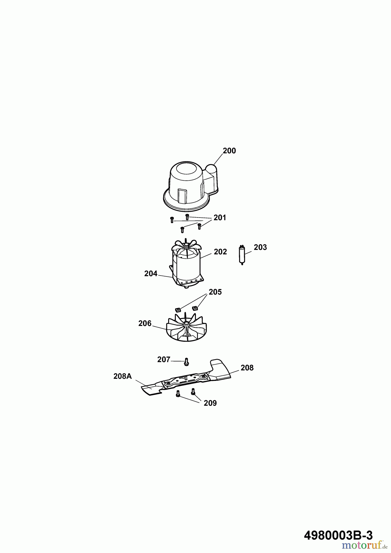 Wolf-Garten Elektromäher Power Edition 40 E-1 4980003 Serie B (2009) Messer, Messeraufnahme, Motor