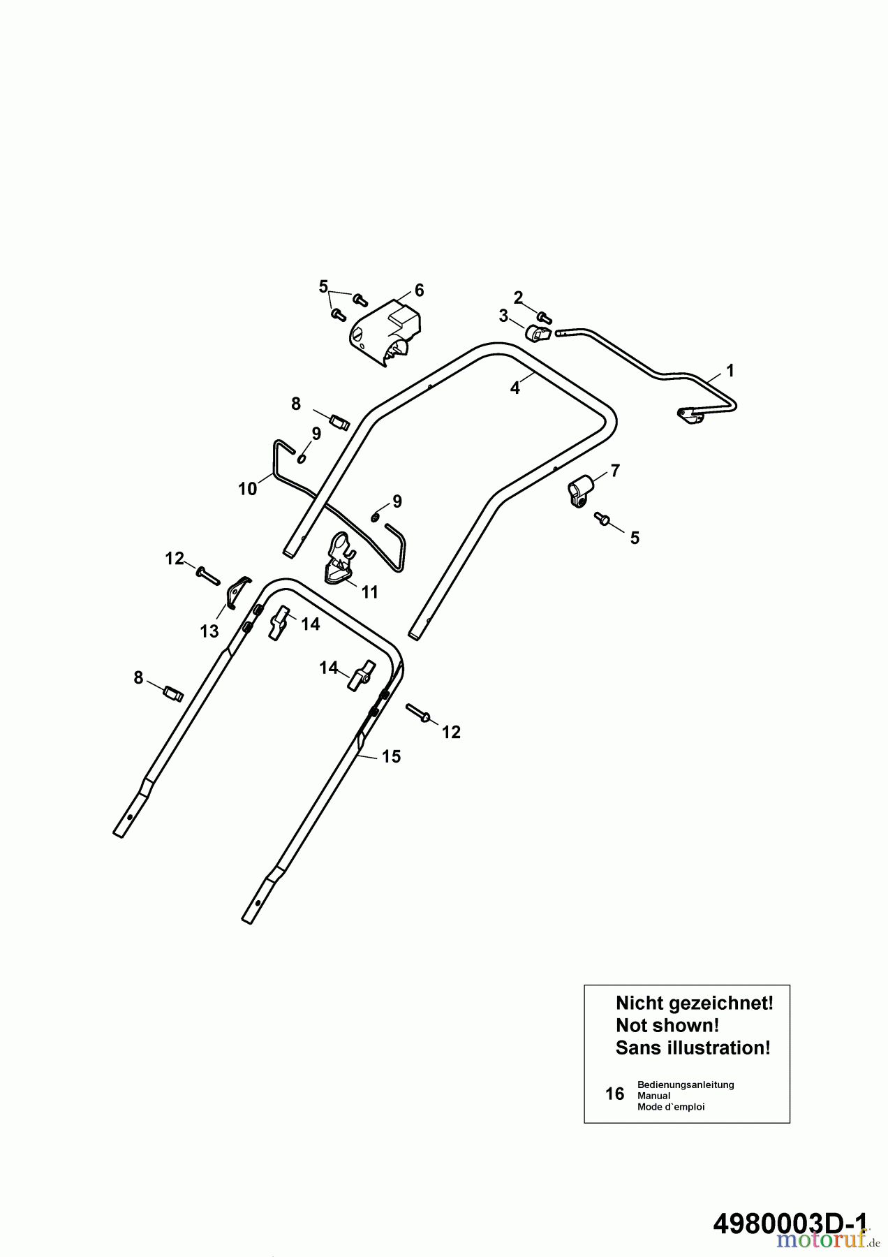 Wolf-Garten Elektromäher Power Edition 40 E-1 4980003 Serie D (2009) Holm