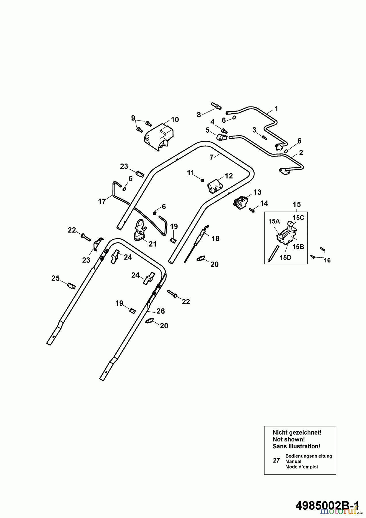 Wolf-Garten Elektromäher mit Antrieb Power Edition 40 EA-1 4985002 Serie B  (2009) Holm