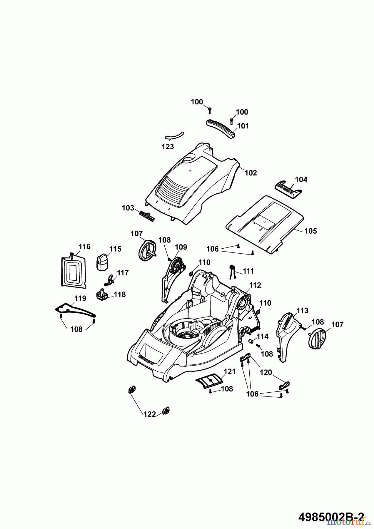 Wolf-Garten Elektromäher mit Antrieb Power Edition 40 EA-1 4985002 Serie B  (2009) Mähwerksgehäuse