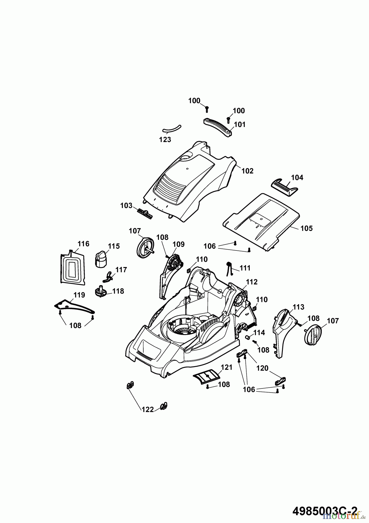  Wolf-Garten Elektromäher mit Antrieb Power Edition 40 EA-1 4985003 Serie C  (2009) Mähwerksgehäuse