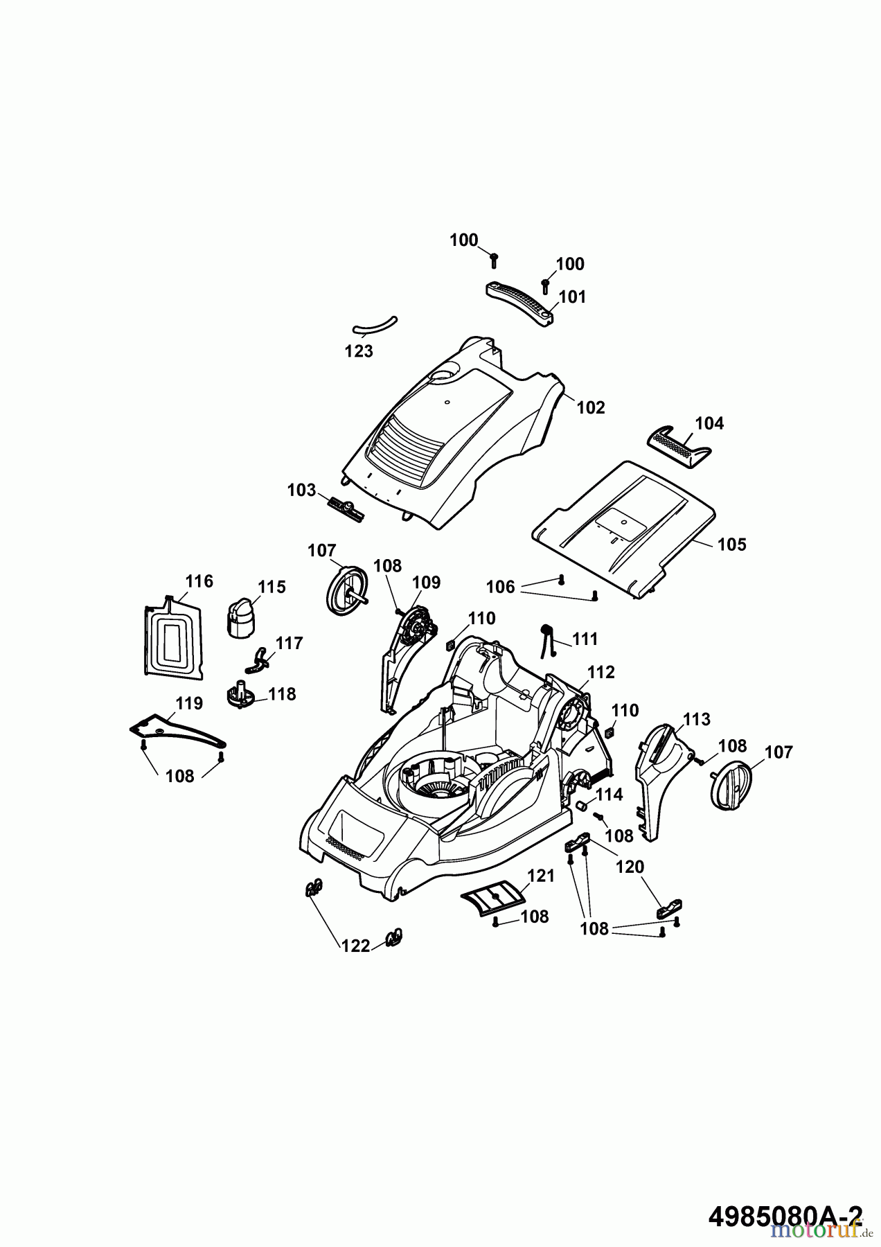 Wolf-Garten Elektromäher mit Antrieb Power Edition 40 EA-1 4985080 Serie A (2010) Mähwerksgehäuse