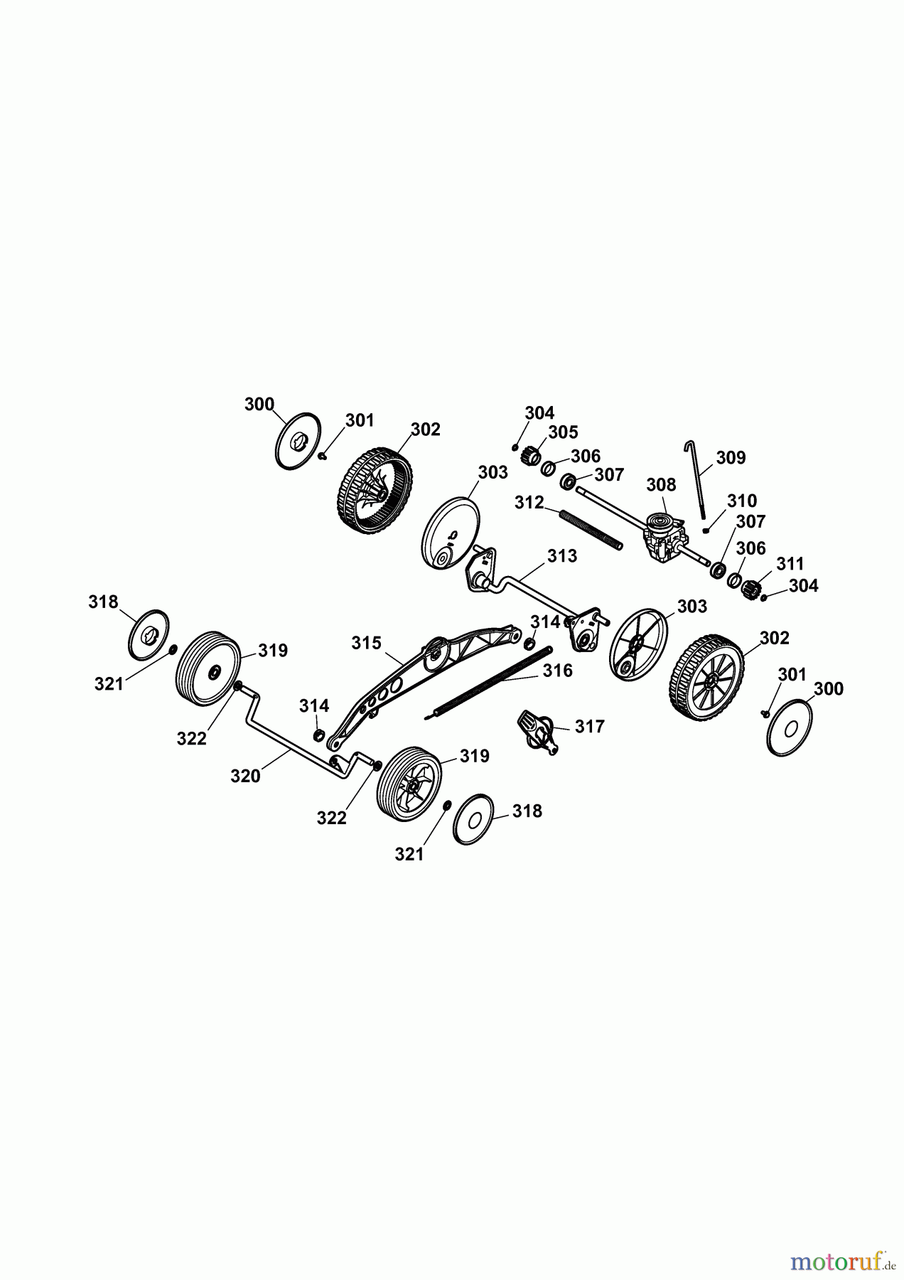  Wolf-Garten Elektromäher mit Antrieb Power Edition 40 EA-1 4985080 Serie A  (2010) Räder, Schnitthöhenverstellung