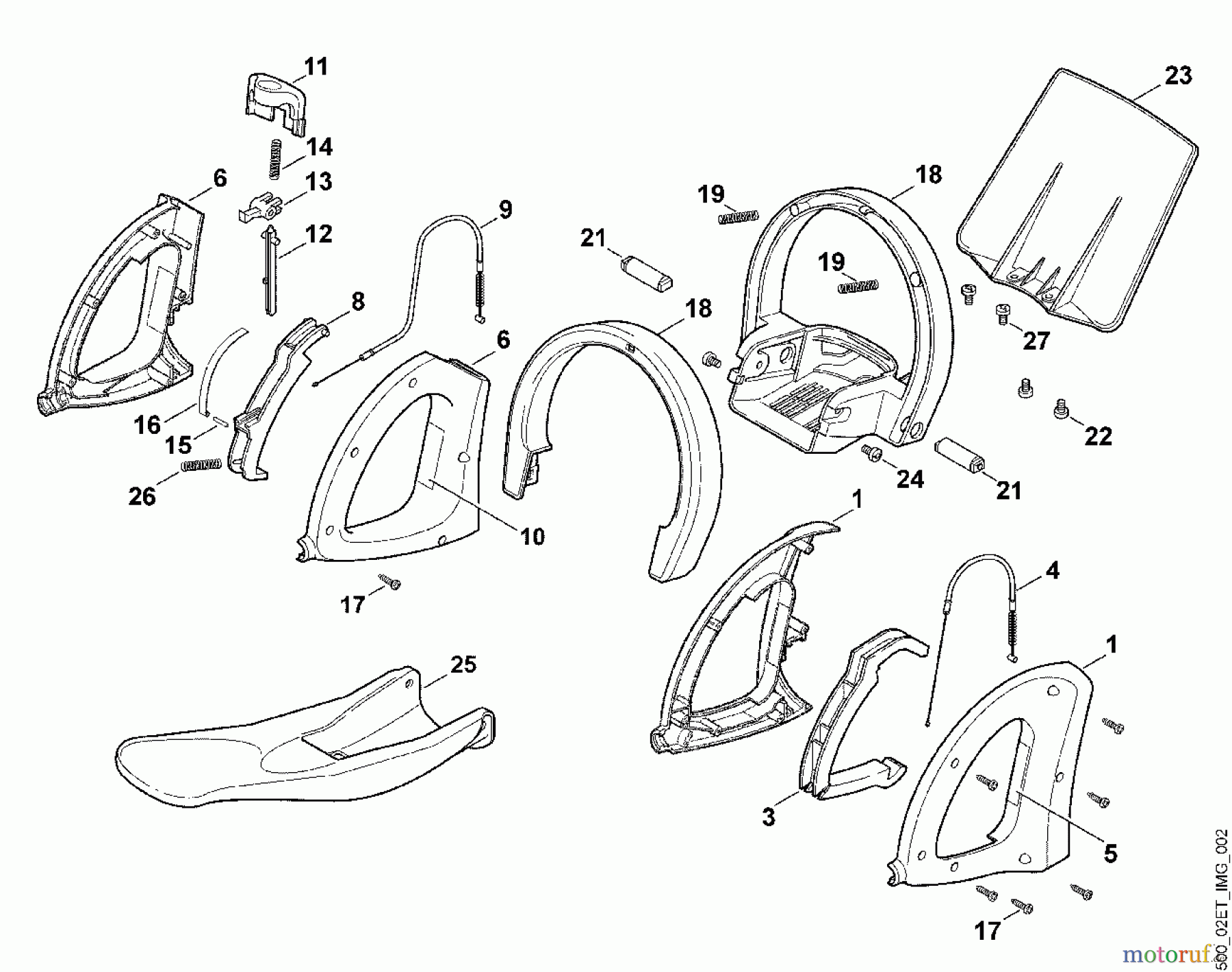  Viking Handgeführte Elektrogeräte Heckenscheren Elektro HE 600, HE 700 B - Bedienelemente