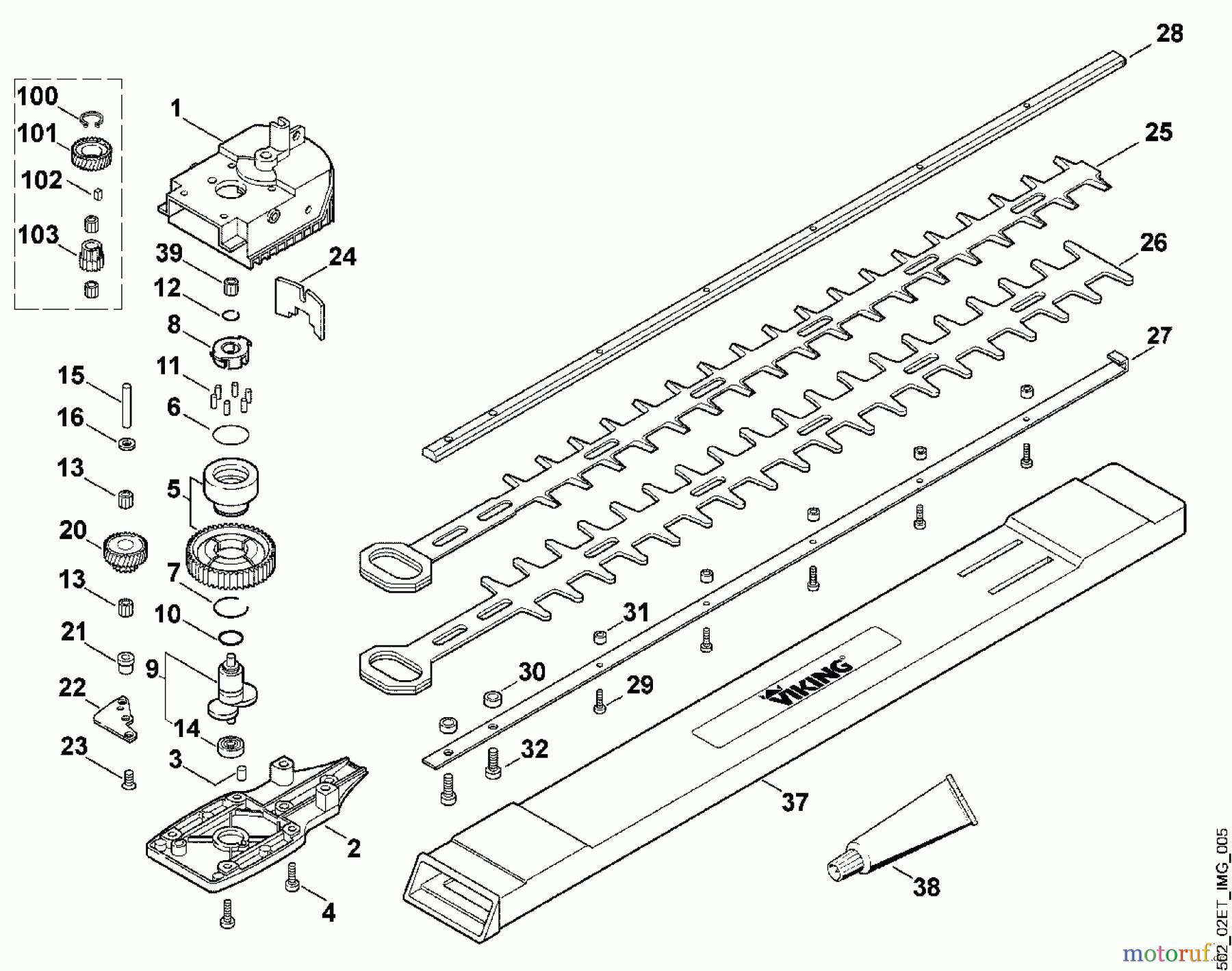 Viking Handgeführte Elektrogeräte Heckenscheren Elektro HE 600, HE 700 C - Getriebe, Schneidsystem
