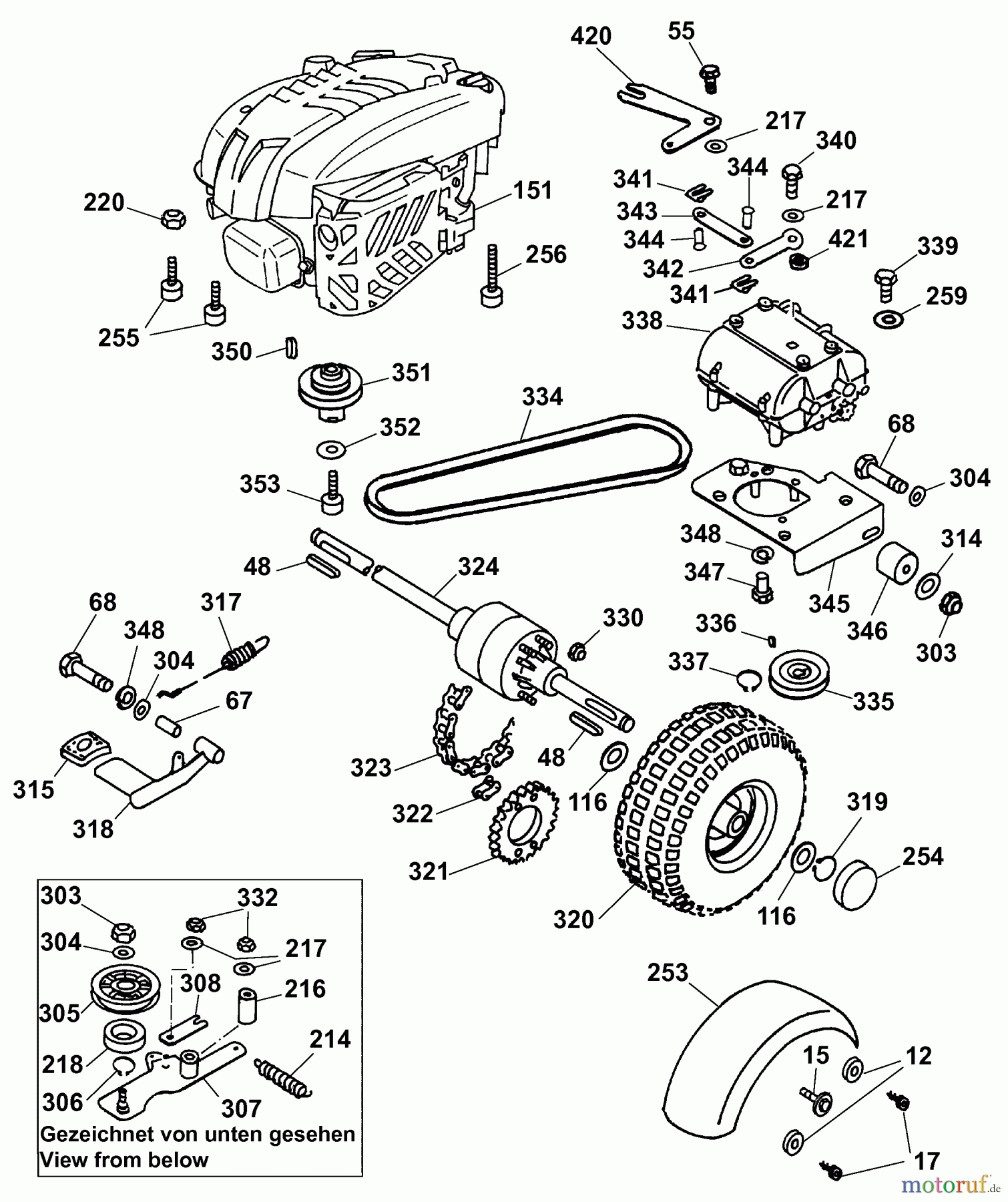 Wolf-Garten Scooter SV 4 6155000 Serie E (2008) Differential, Fahrantrieb, Motor
