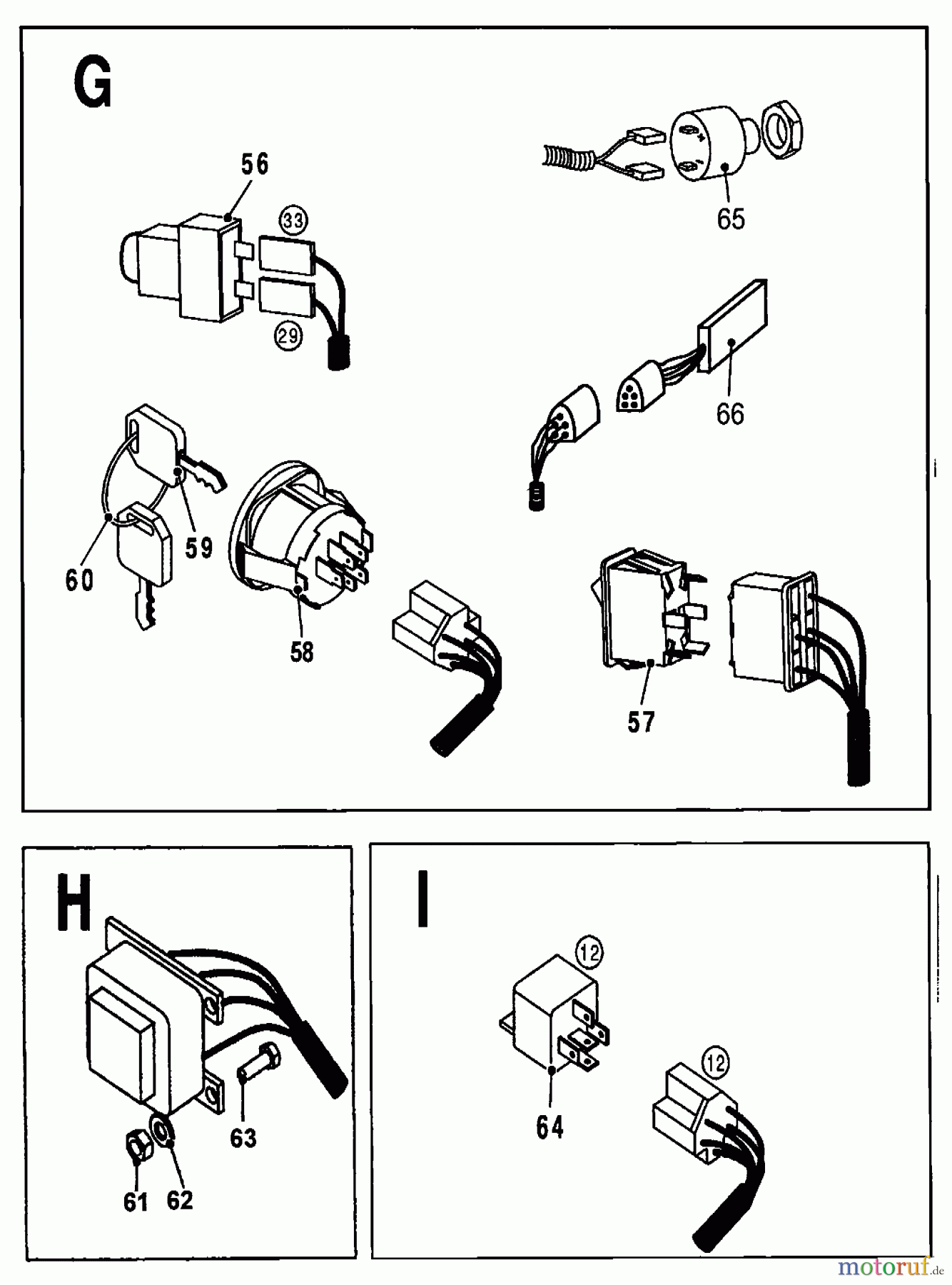 Wolf-Garten Rasentraktoren Trac OHV 7 6205000 Serie A (2001) Elektroteile