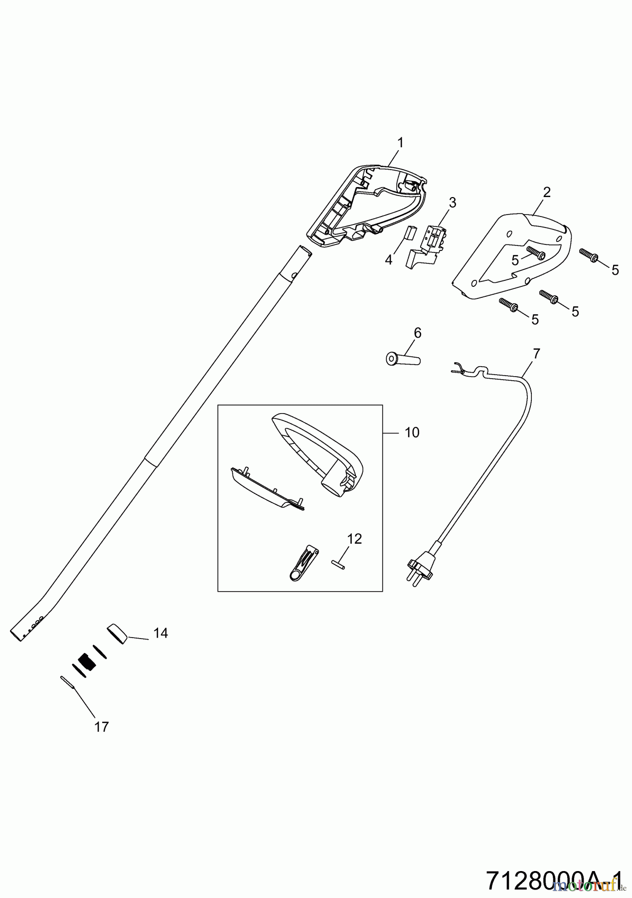 Wolf-Garten Elektrotrimmer GT 830 7128000 Serie B (2008) Griff, Schalter