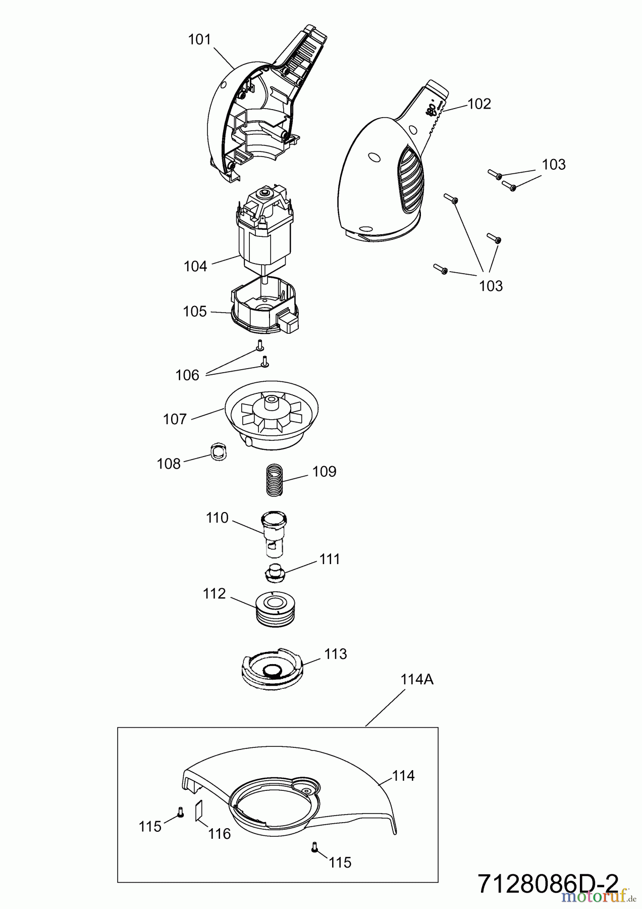  Wolf-Garten Elektrotrimmer P 507 3733707  (2012) Elektromotor, Fadenspule