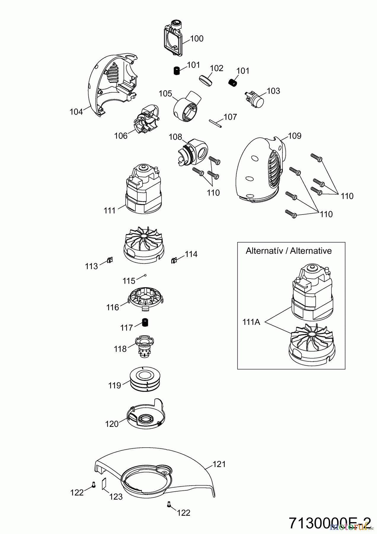 Wolf-Garten Elektrotrimmer GT 844 XC 7130006 Serie F (2006) Elektromotor, Fadenspule