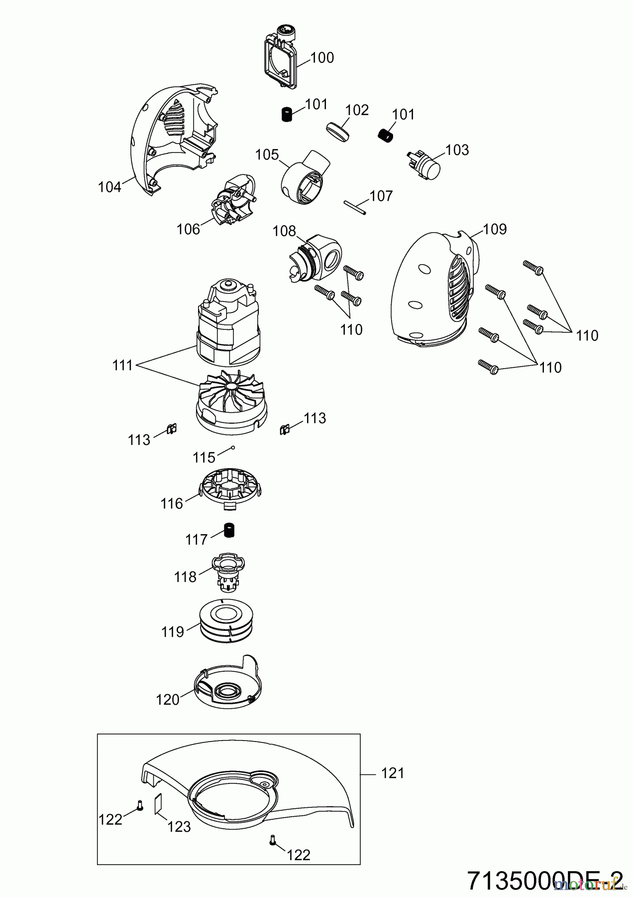 Wolf-Garten Elektrotrimmer GT 845 7135000 Serie D (2006) Elektromotor, Fadenspule
