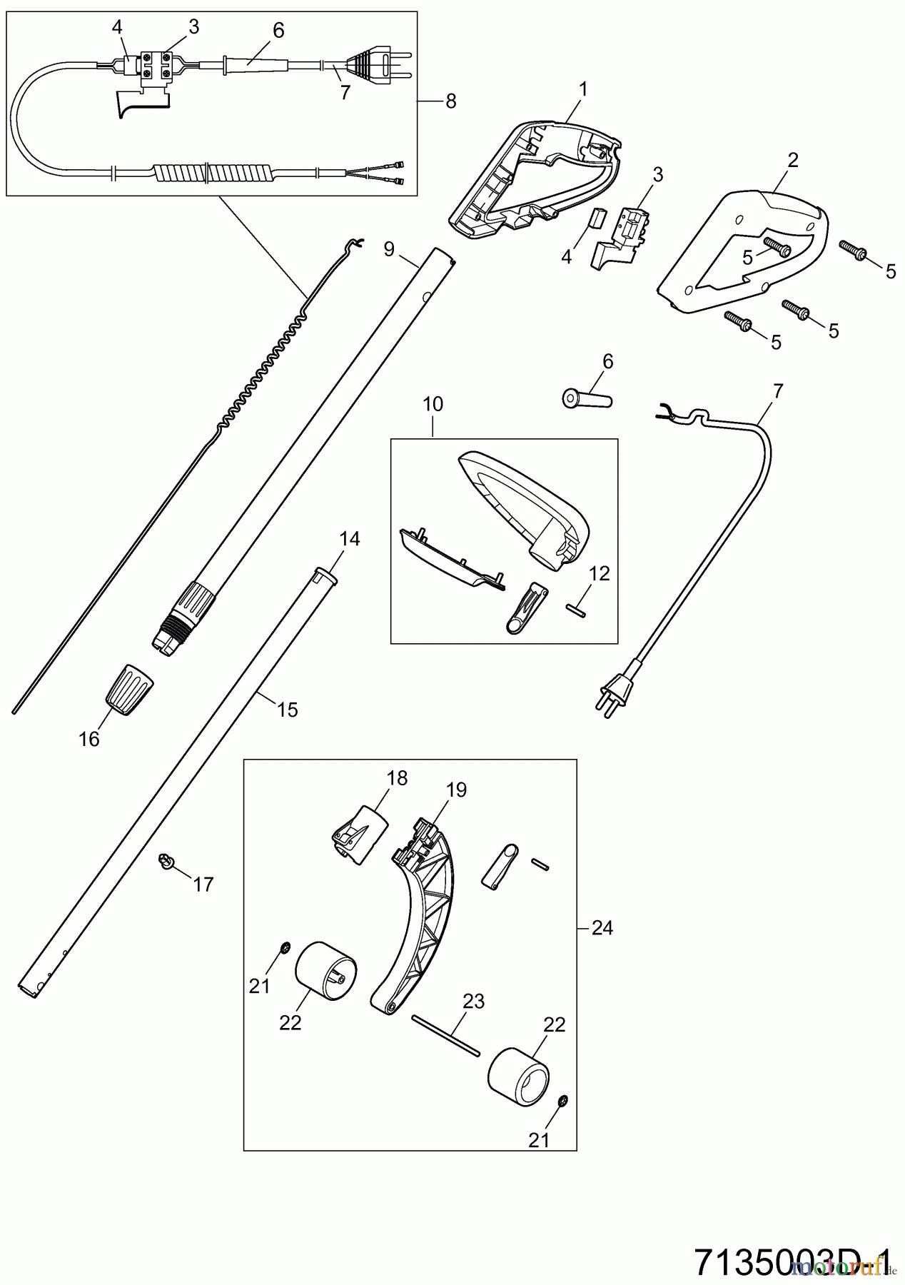 Wolf-Garten Elektrotrimmer GT 845 7135003 Serie D (2007) Holm