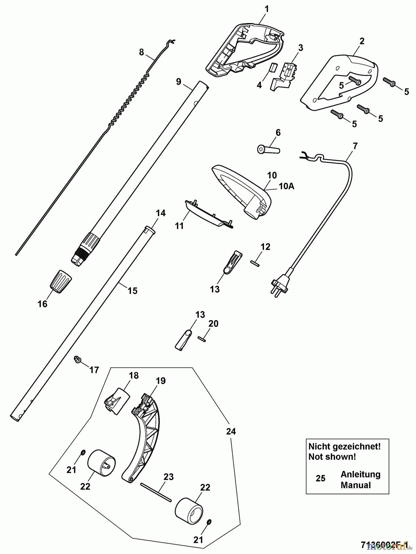 Wolf-Garten Elektrotrimmer GT 850 7136002 Serie F (2008) Holm