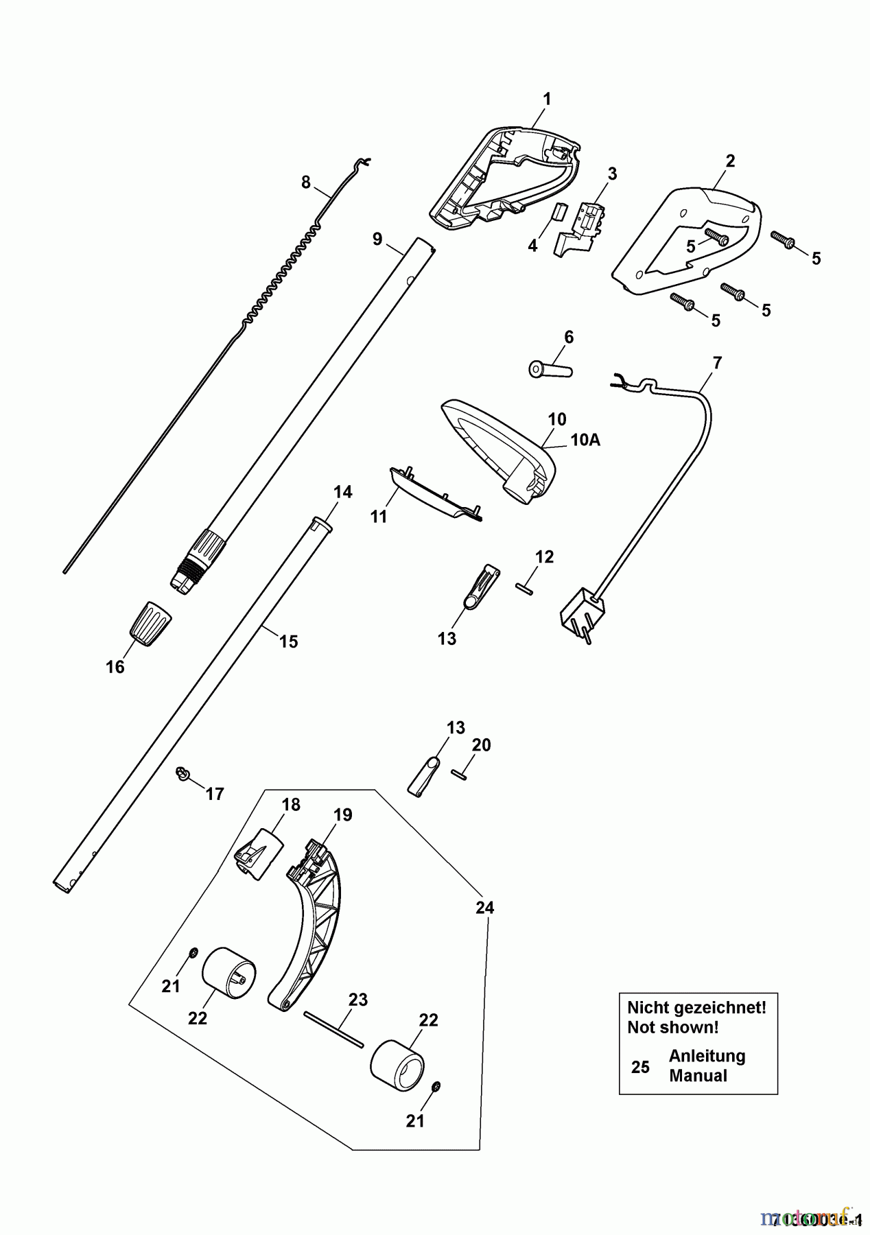 Wolf-Garten Elektrotrimmer GT 850 7136003 Serie E (2007) Holm
